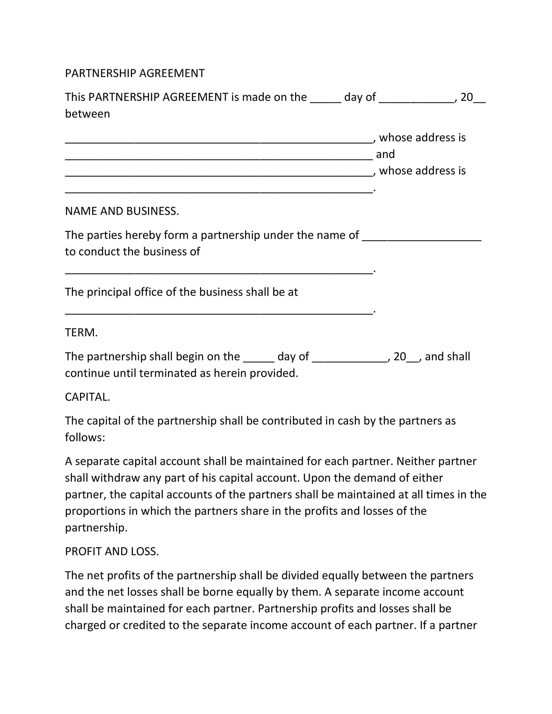 Partnership Agreement Template Free from templatelab.com