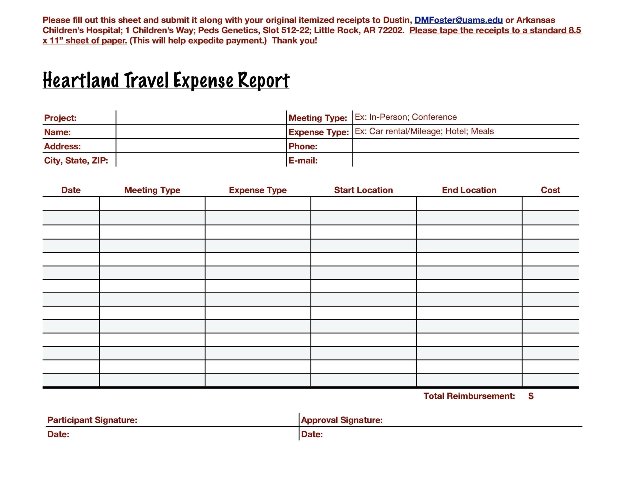 expense report templates in excel