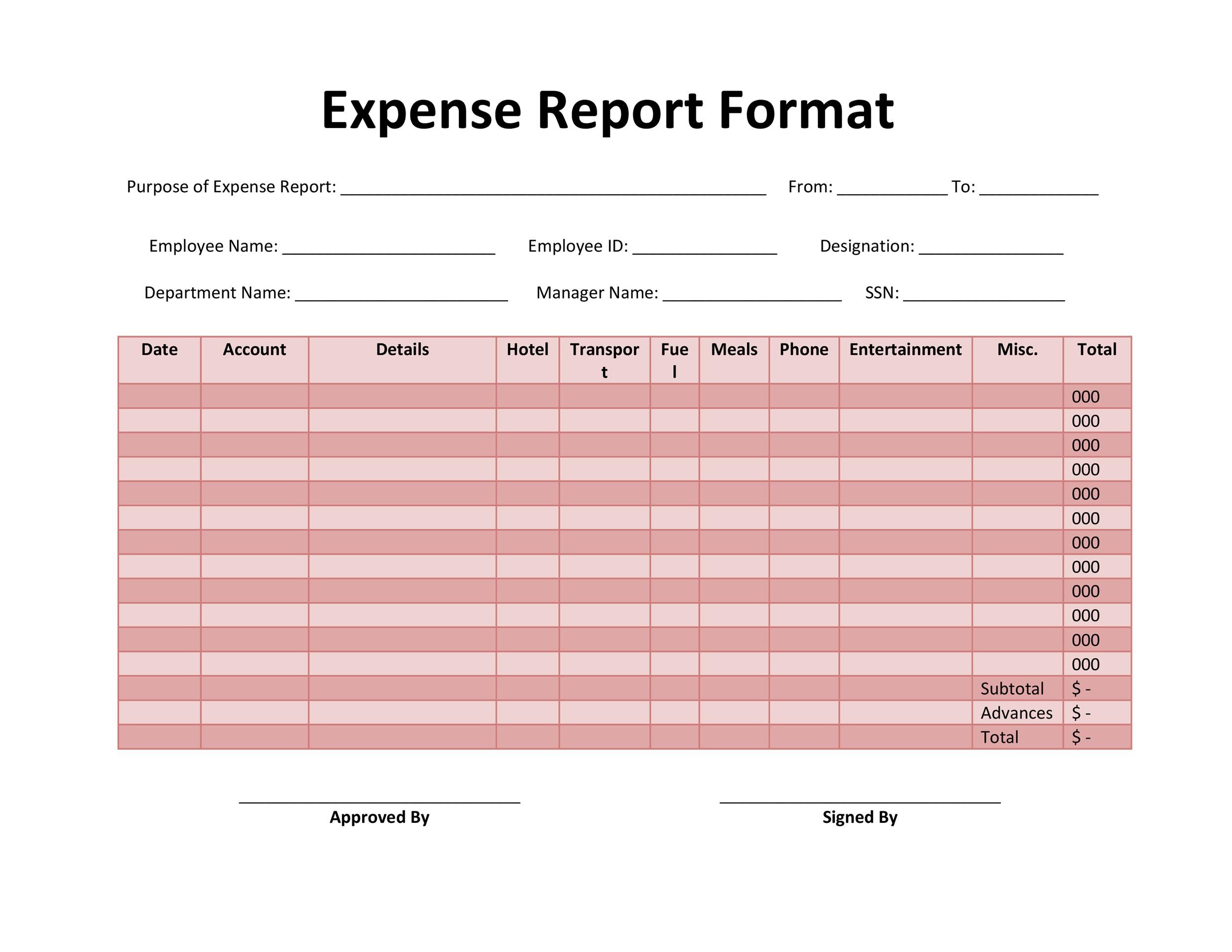 Expense Form Excel Expense Report Template In Excel DocTemplates
