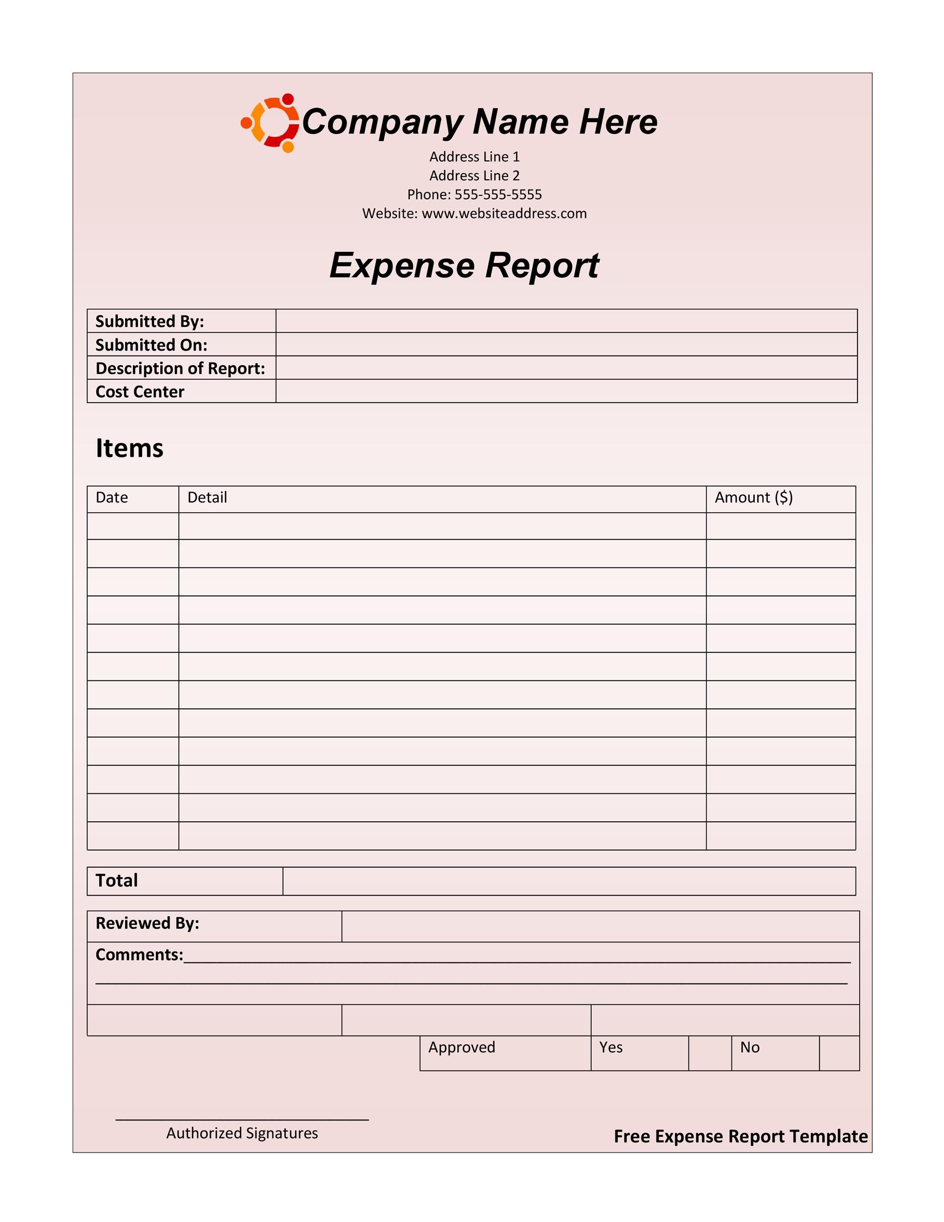 Expense Report Template Xls Excel Templates