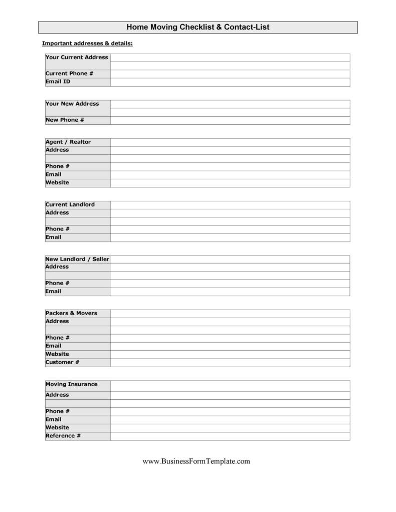 45 Great Moving Checklists [Checklist for Moving In / Out] ᐅ TemplateLab