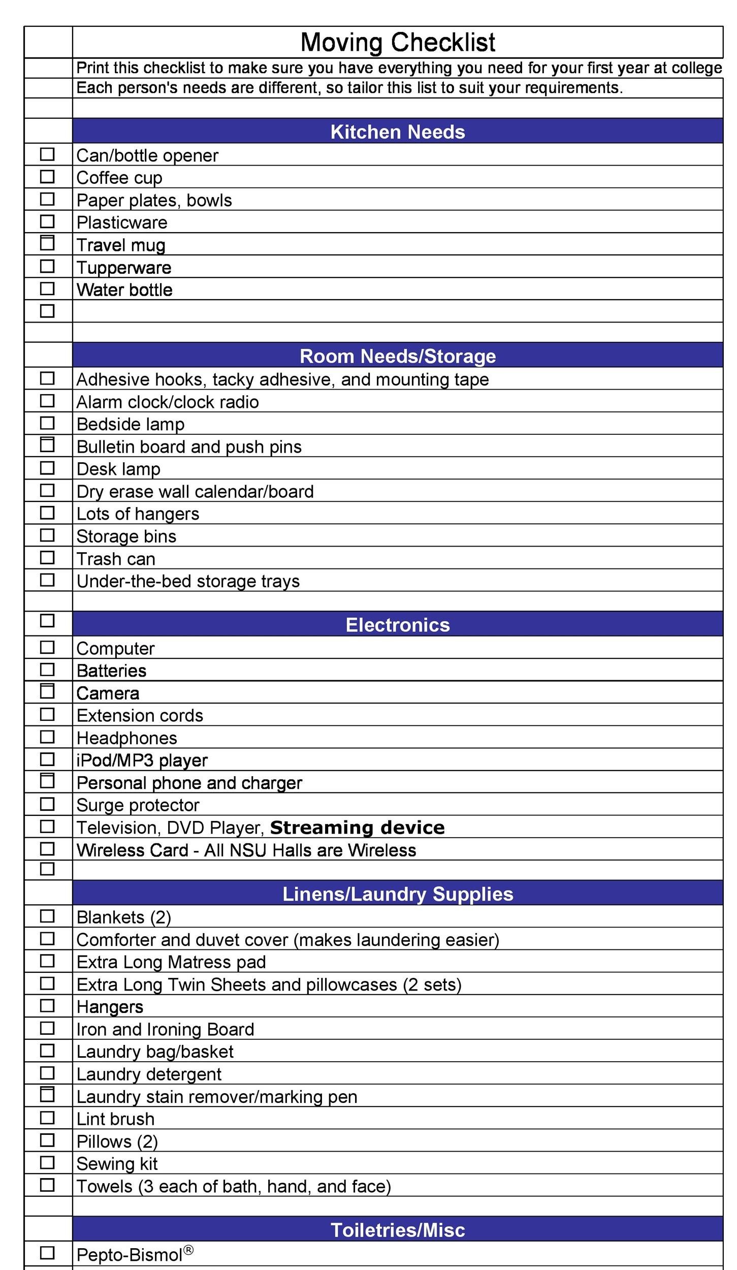 45 Great Moving Checklists Checklist for Moving In / Out ᐅ TemplateLab