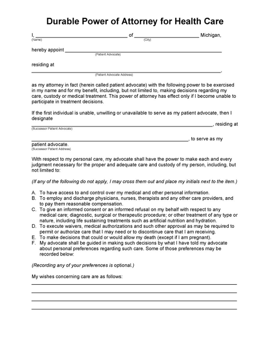50 Free Power of Attorney Forms & Templates (Durable, Medical,General)