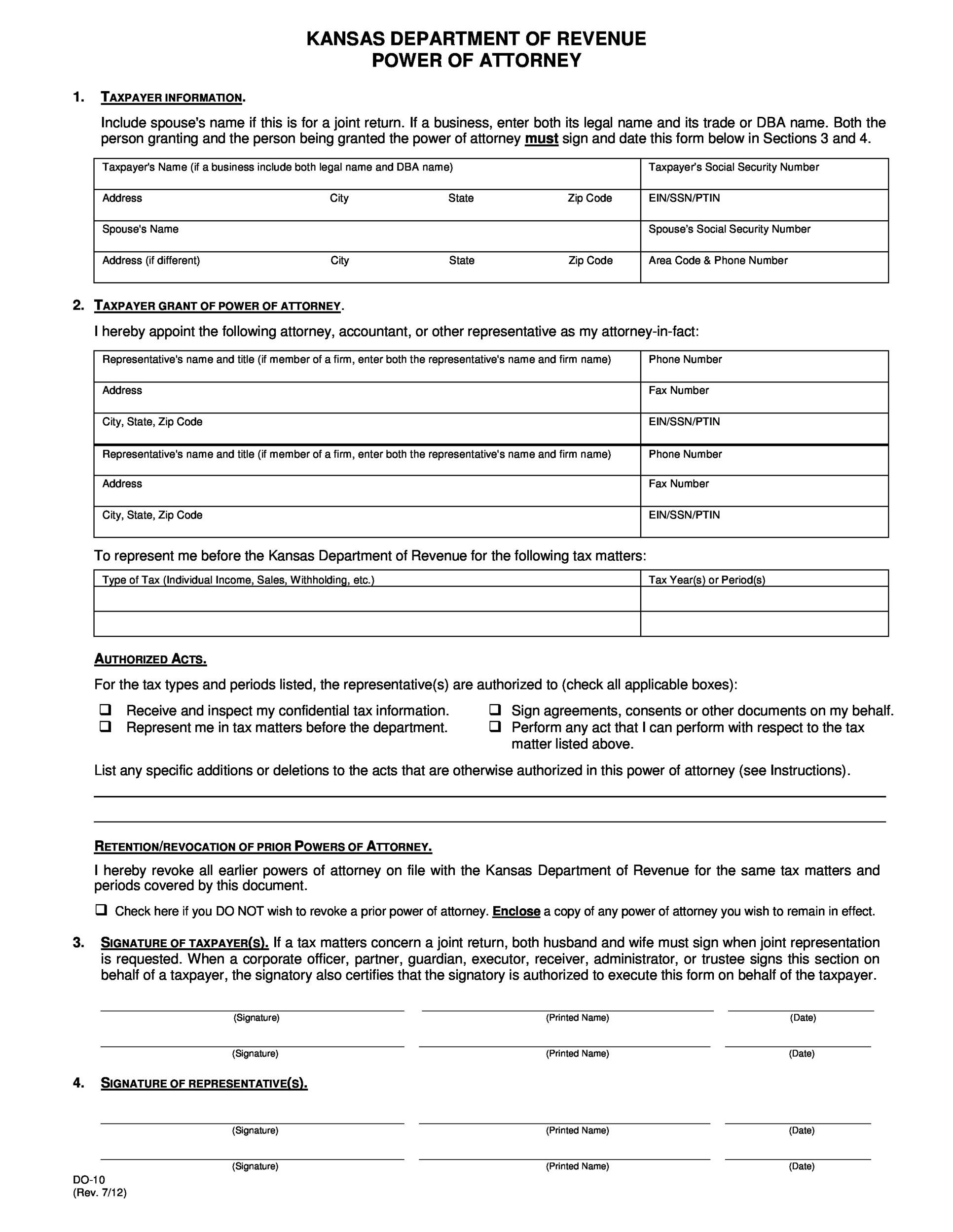 Dramatic Power of Attorney Form Free Printable | Roy Blog