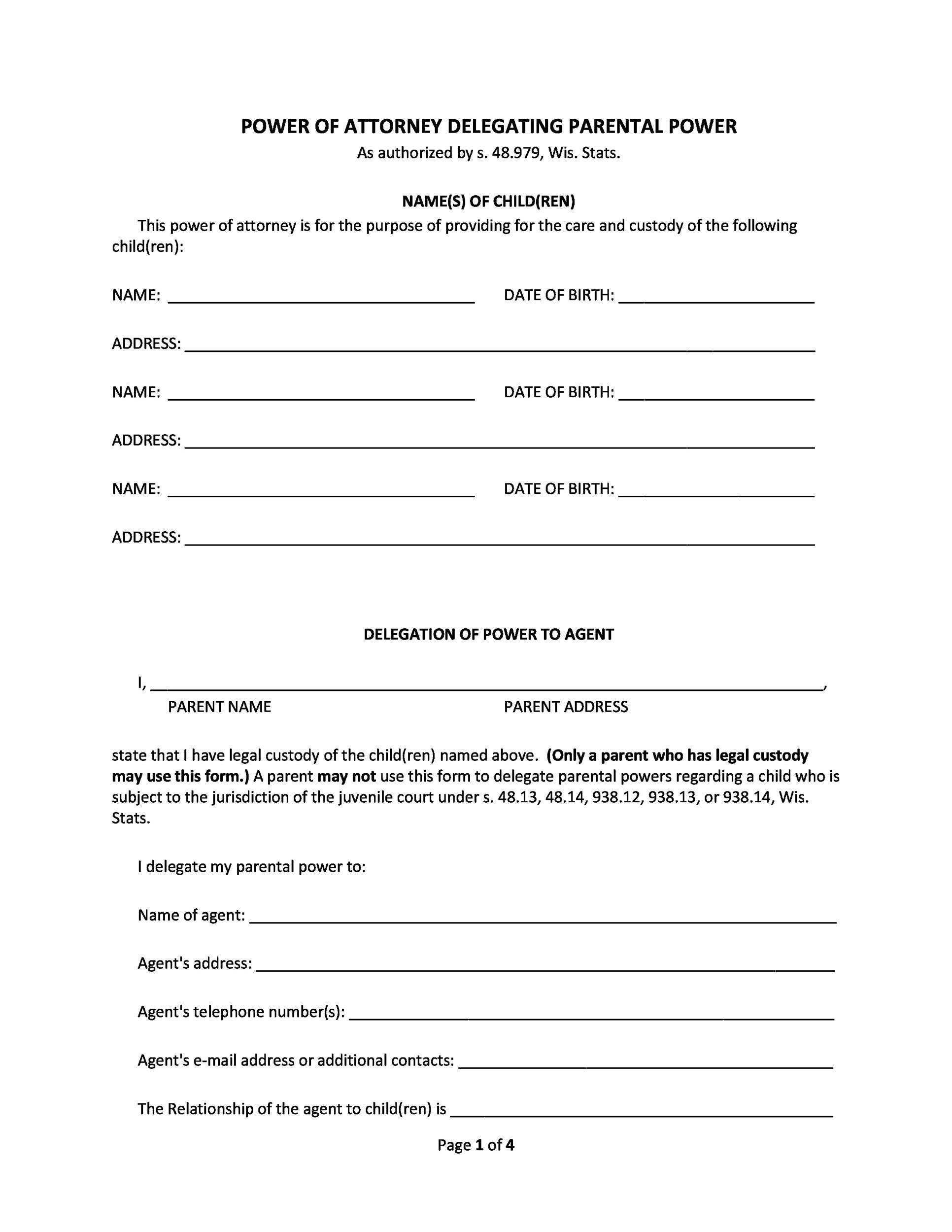 Free Power Of Attorney Form Template