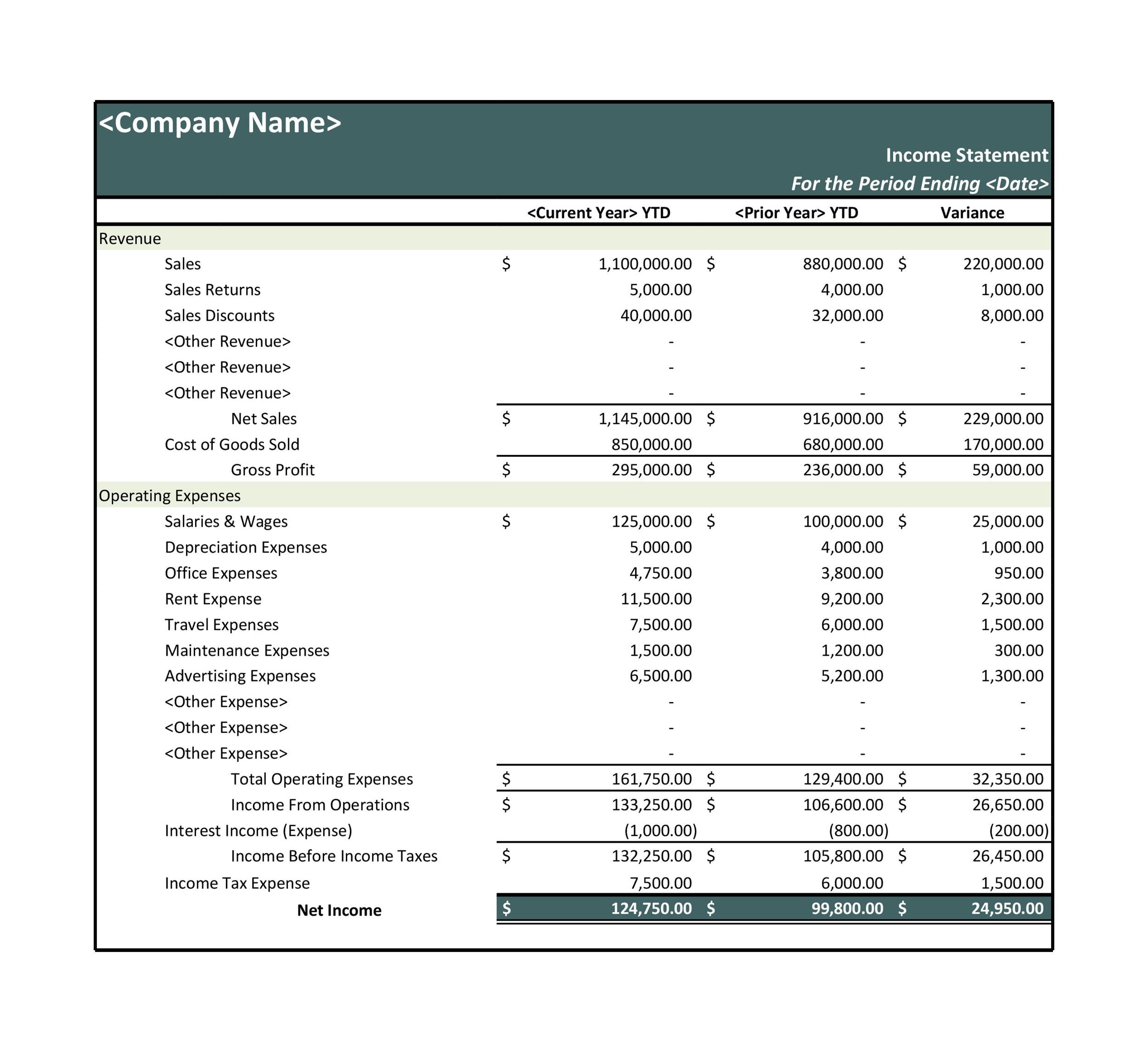 Income Statement Template 09 