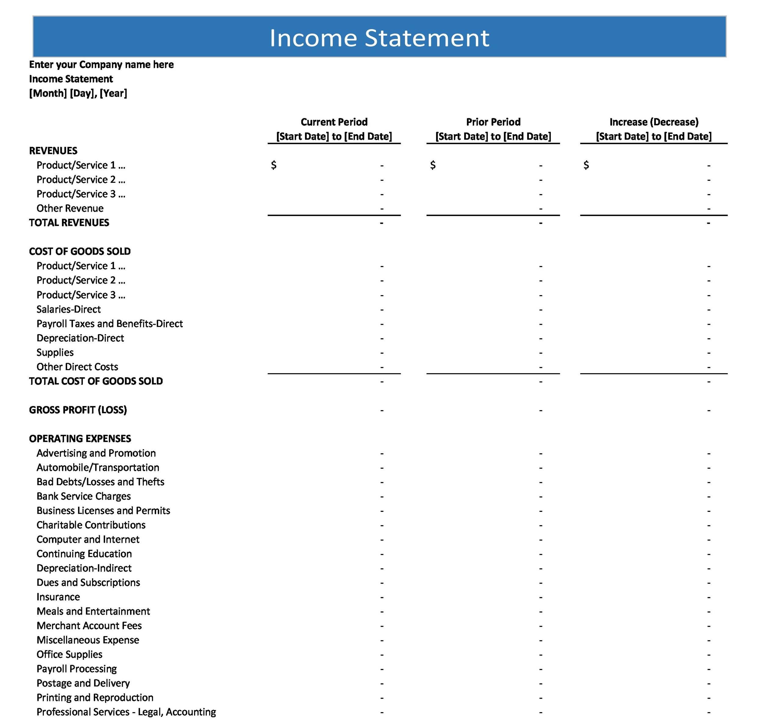 Free Income Statement Template 22