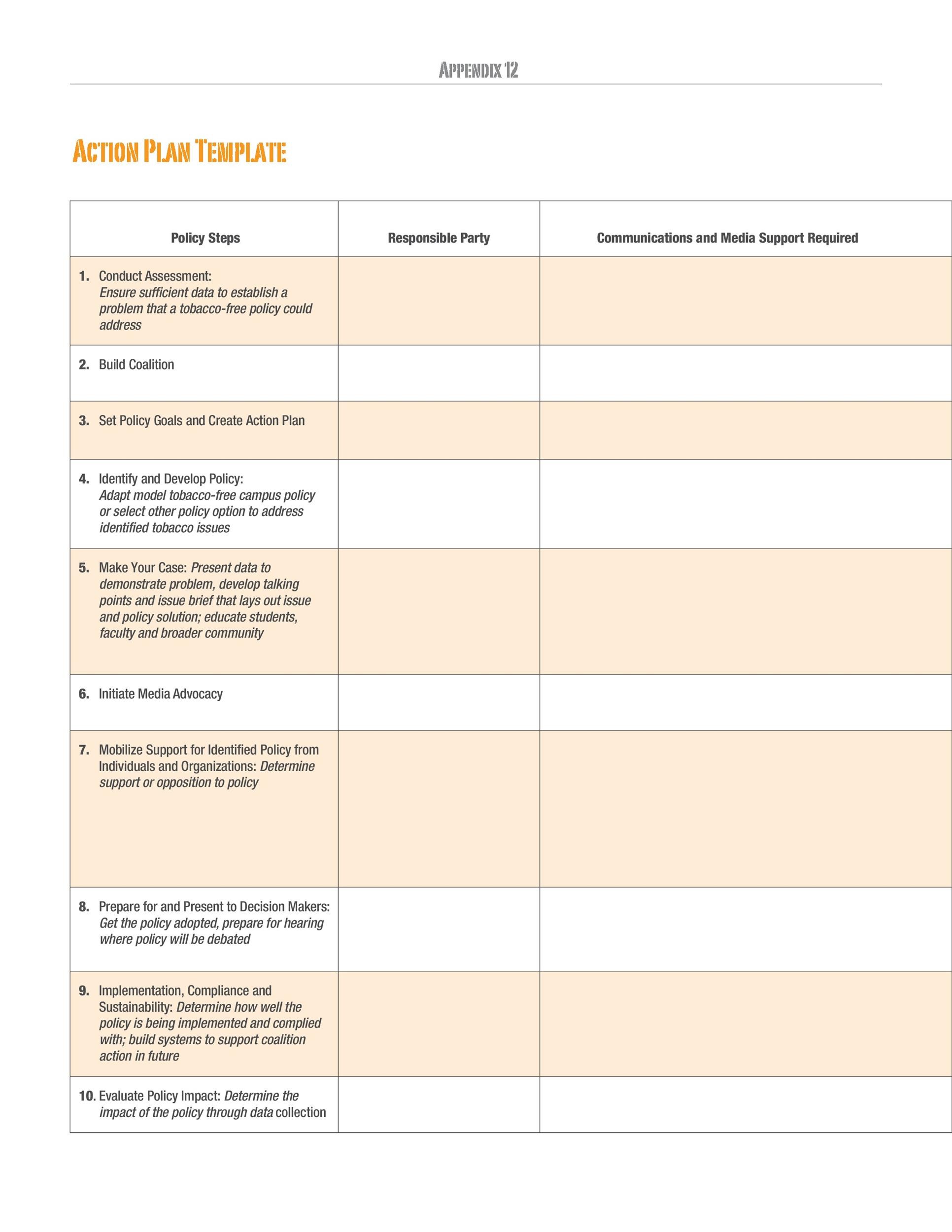Business Action Plan Template Free Download Printable Templates
