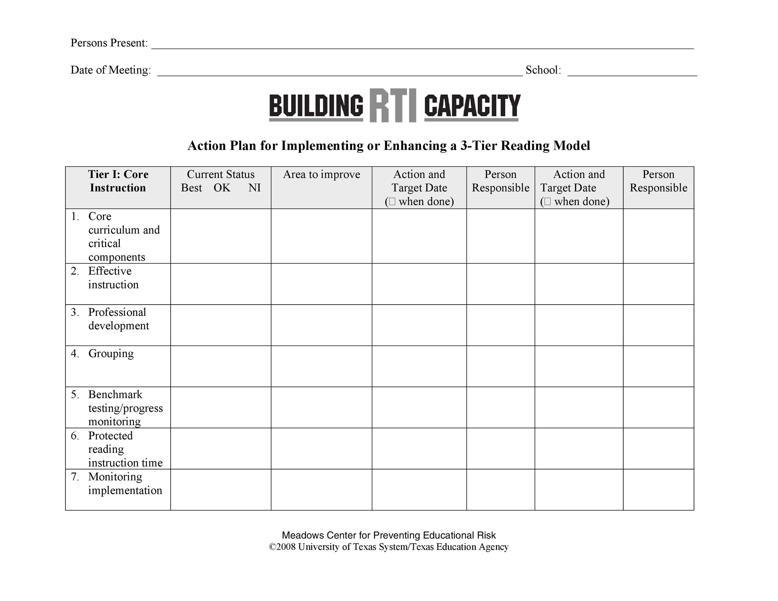 Project Action Plan Template Excel Database