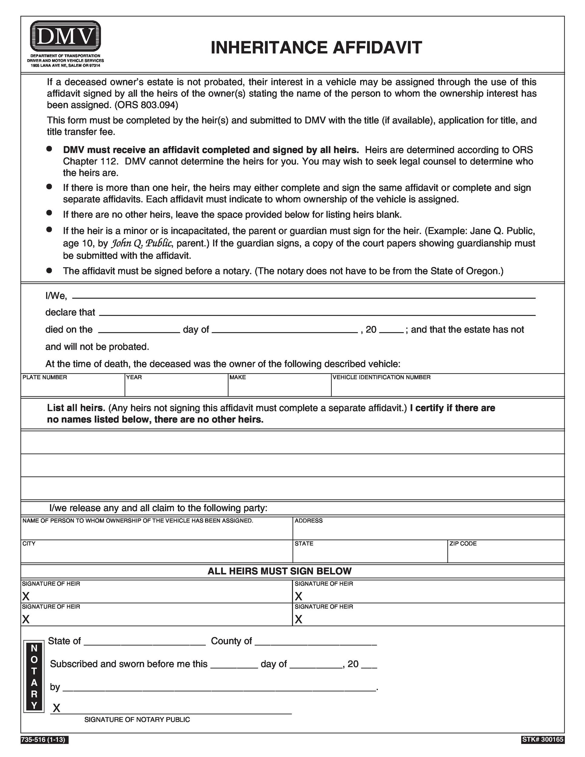 Free affidavit form 01
