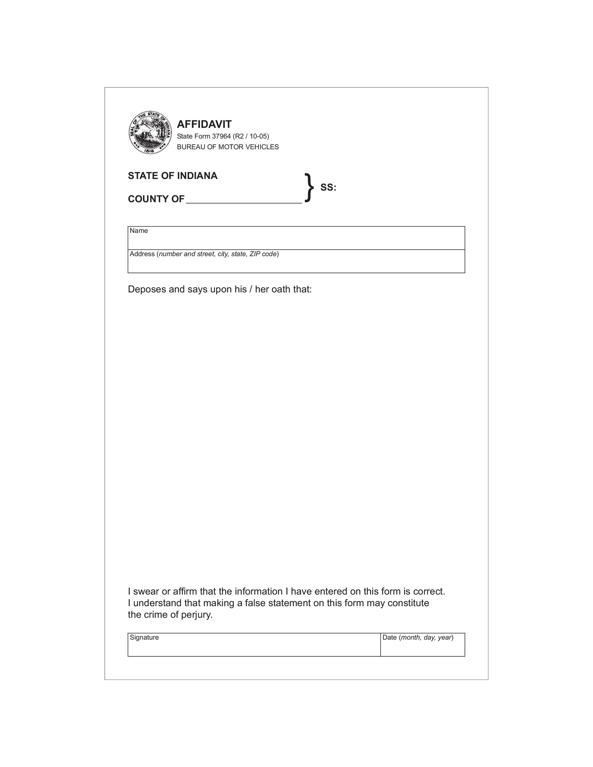 Free affidavit form 07
