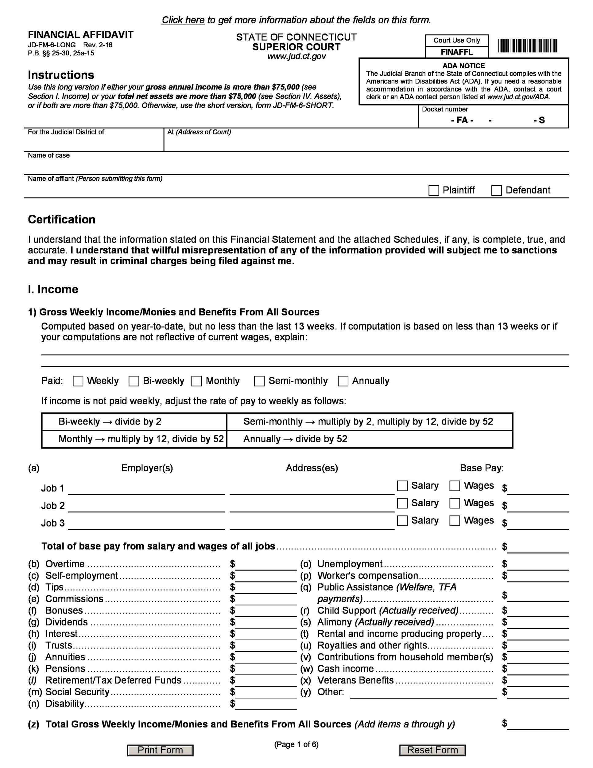 Free affidavit form 23