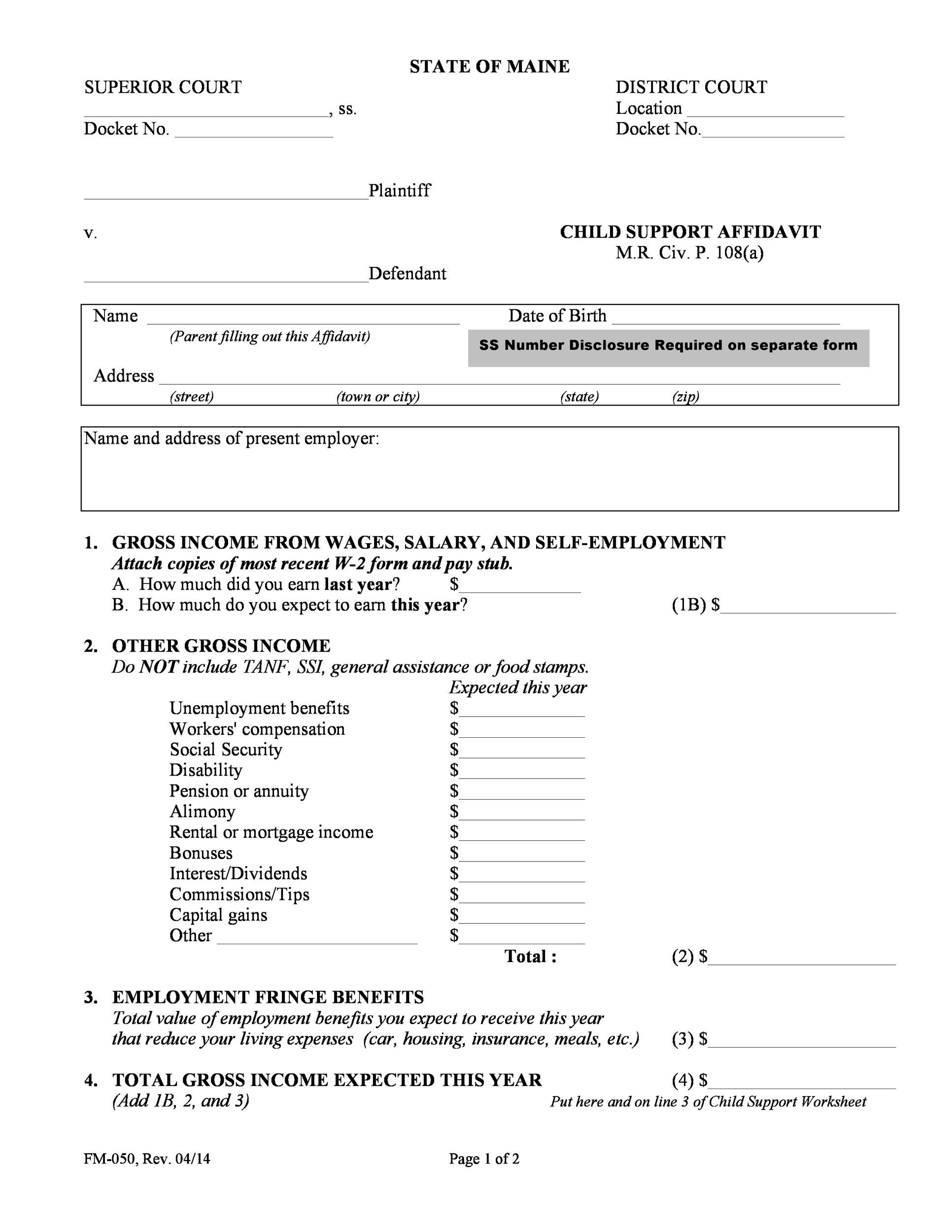 Free affidavit form 24