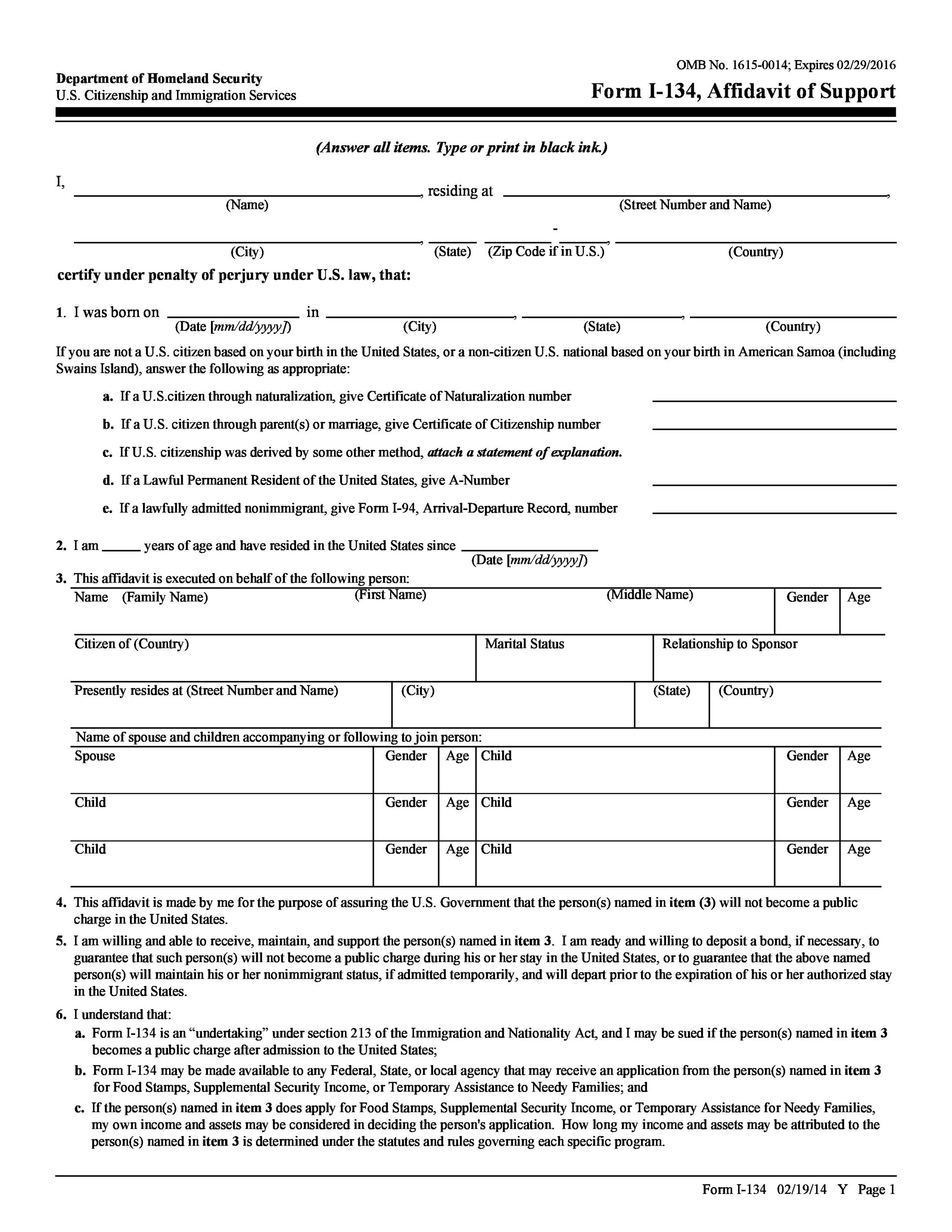 Free affidavit form 31
