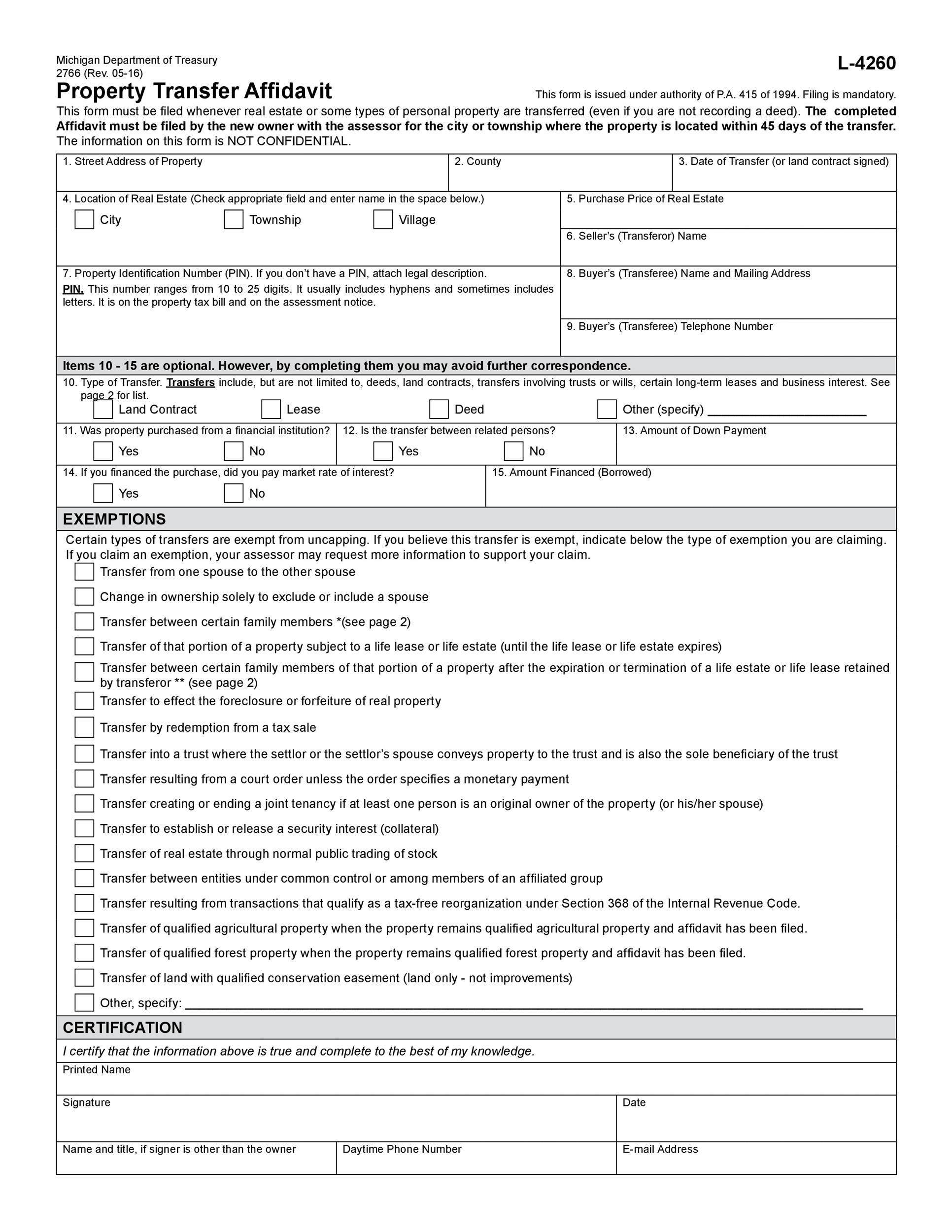 Free affidavit form 35
