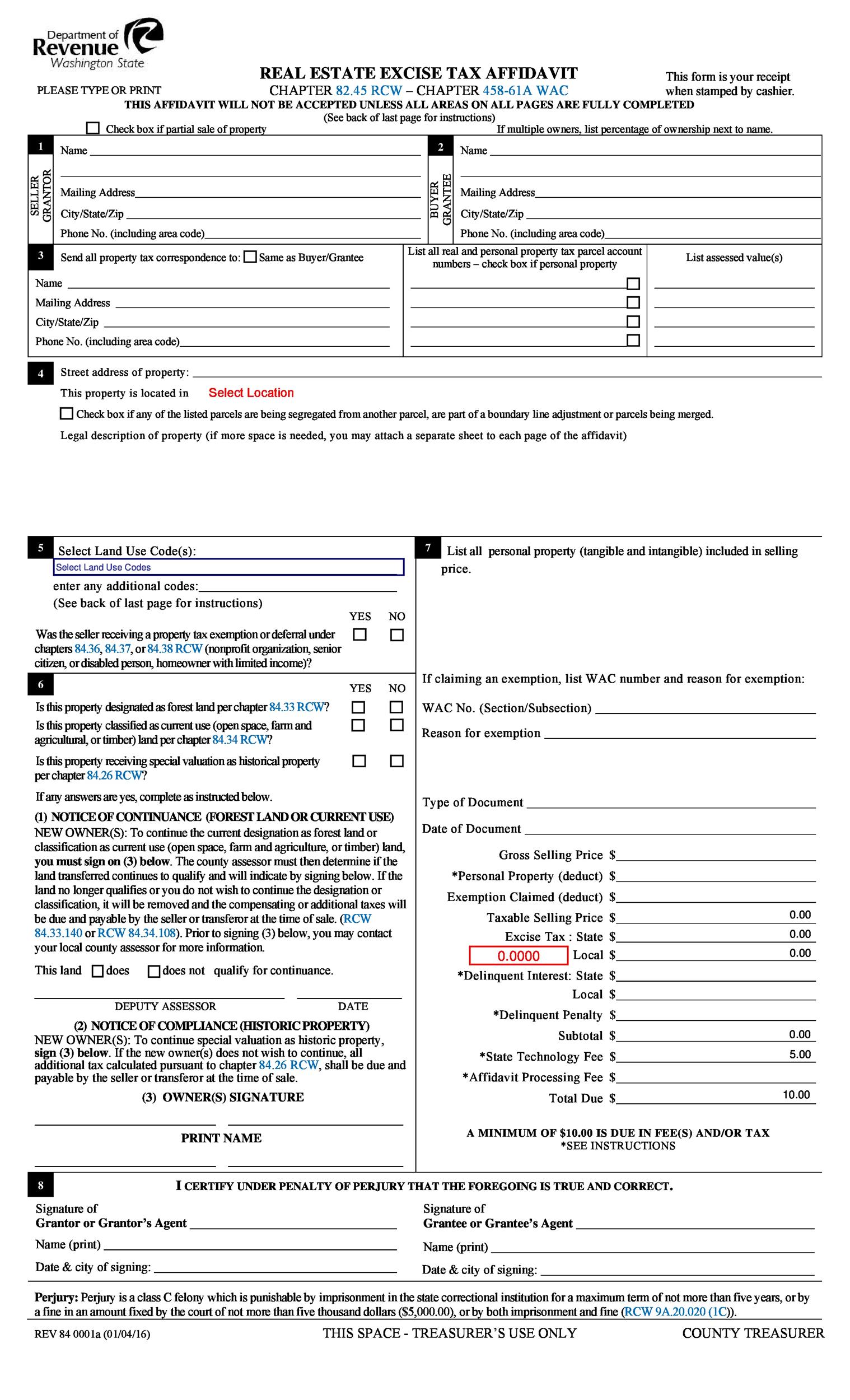 Free affidavit form 40