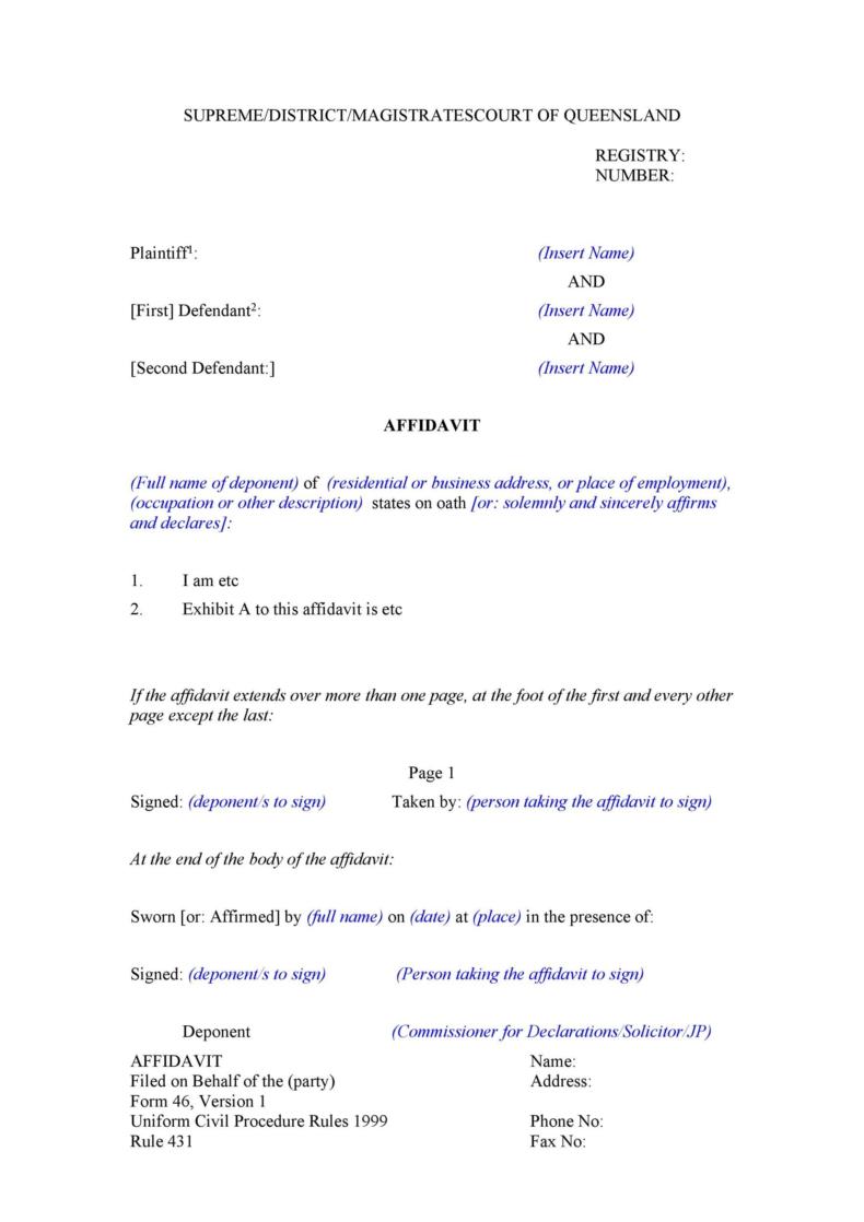 Arms Length Affidavit Form