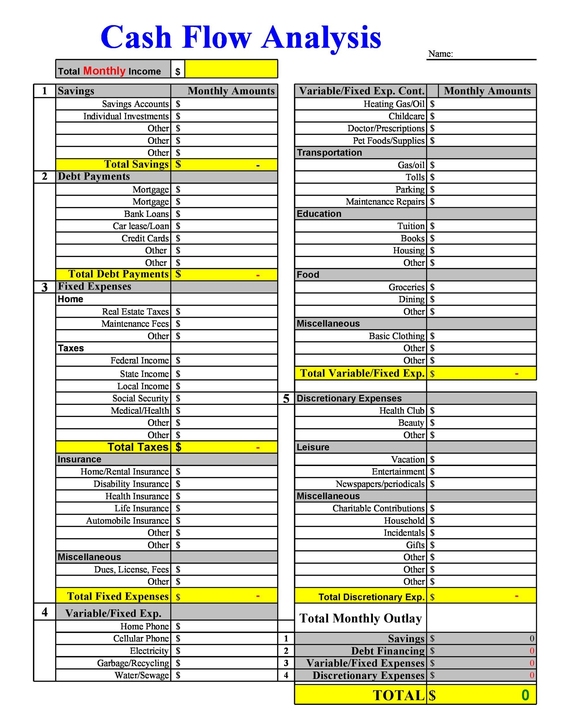 cash flows statement template