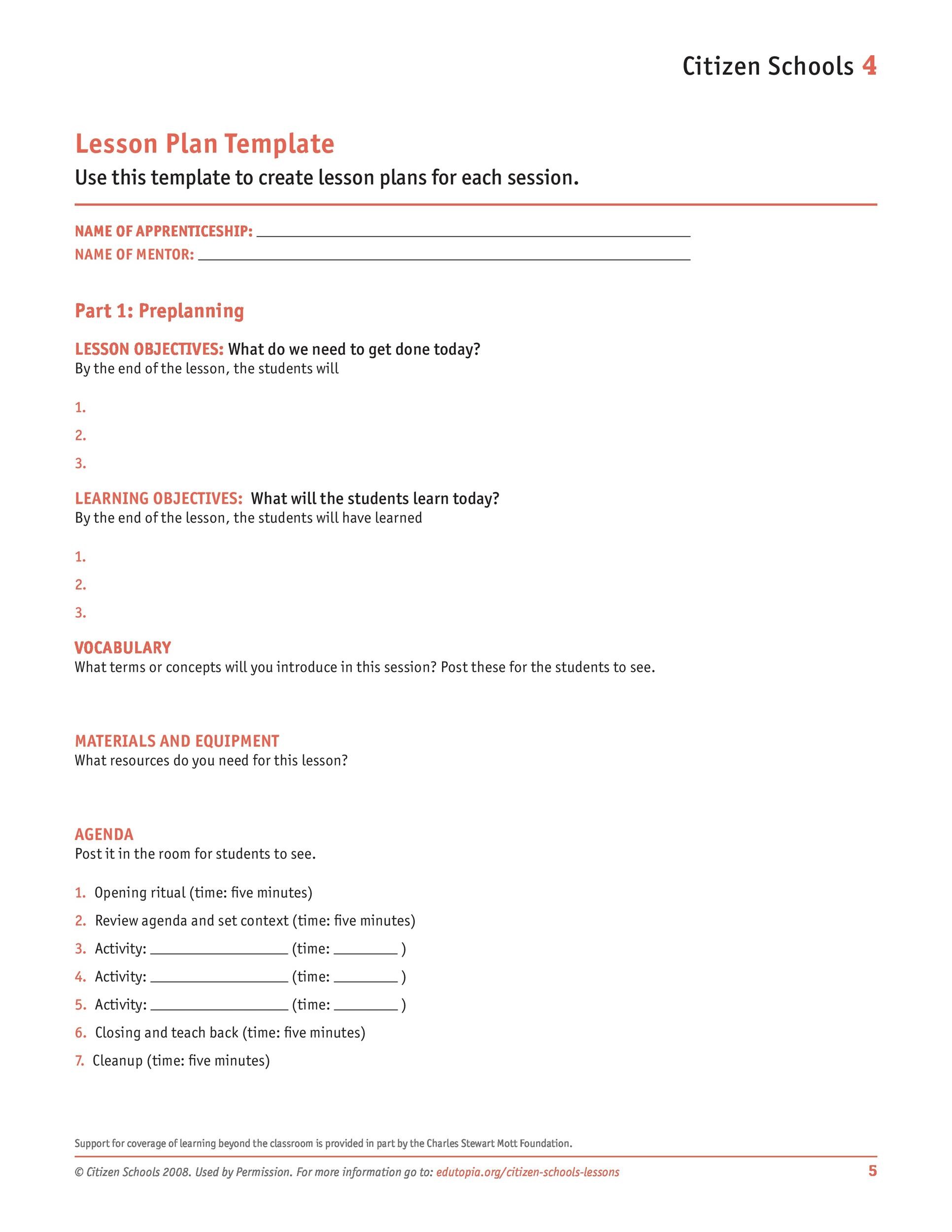 Free lesson plan template 07