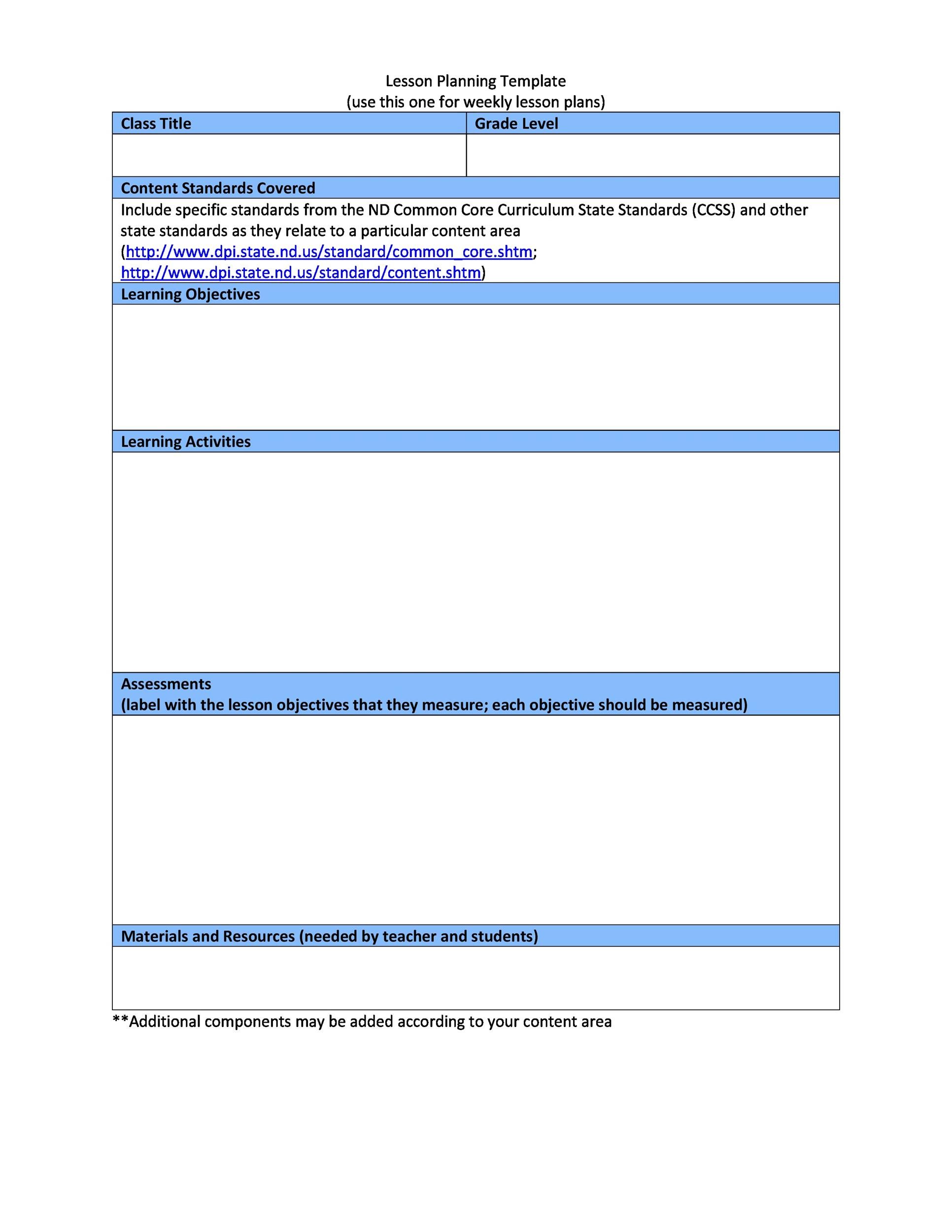 Free lesson plan template 12