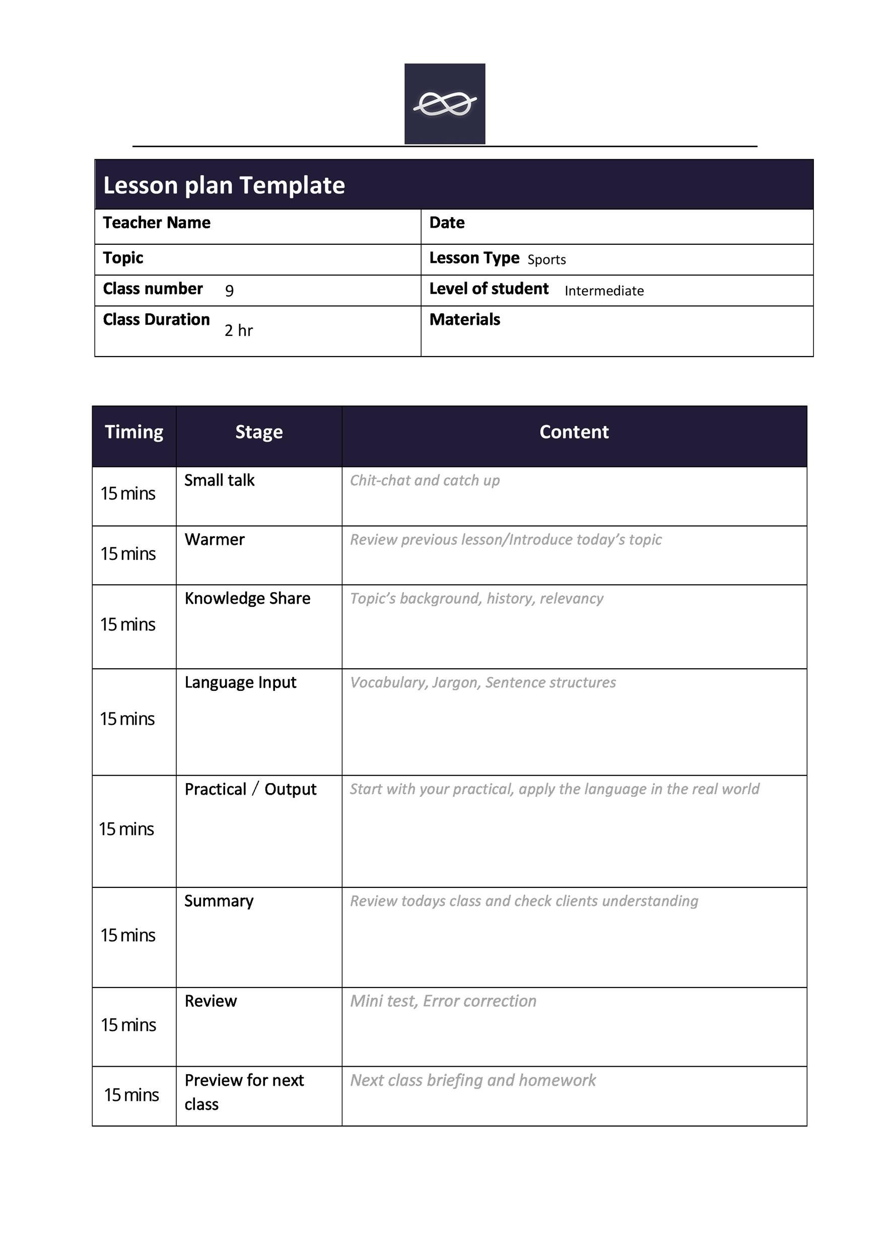 Free lesson plan template 13