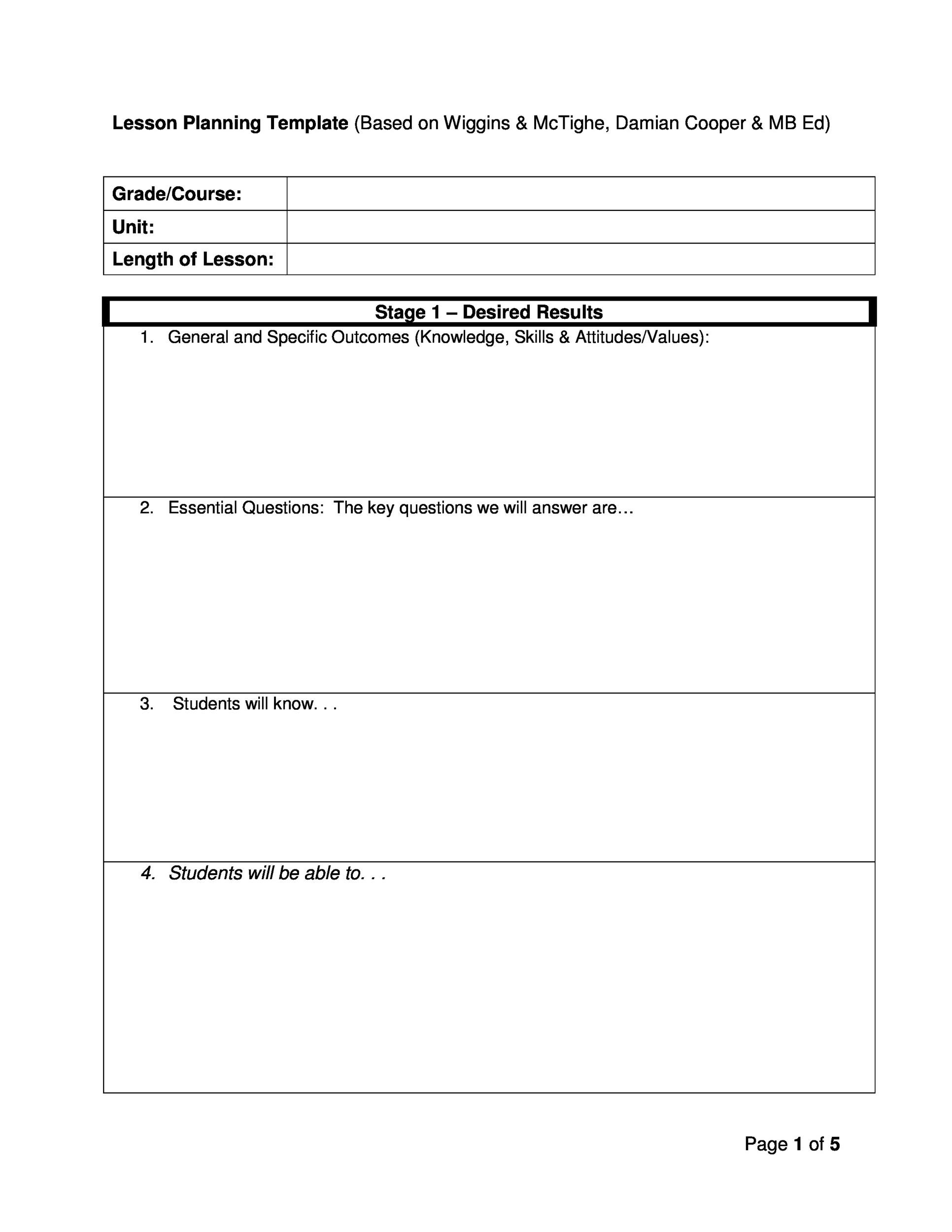 Free lesson plan template 18