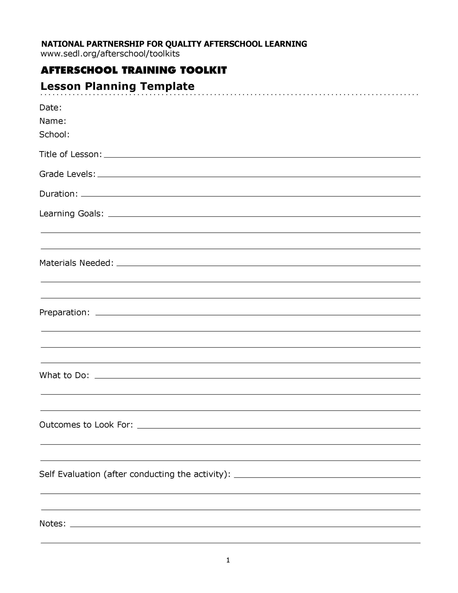 Free lesson plan template 25