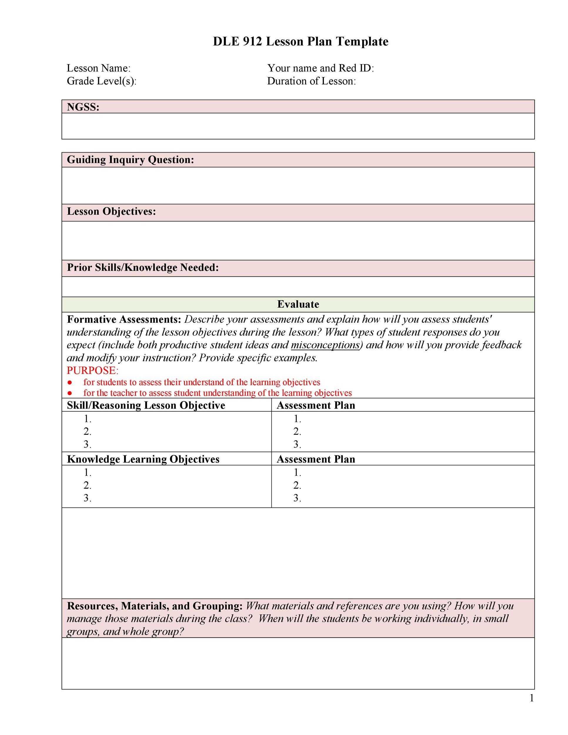 Free lesson plan template 26