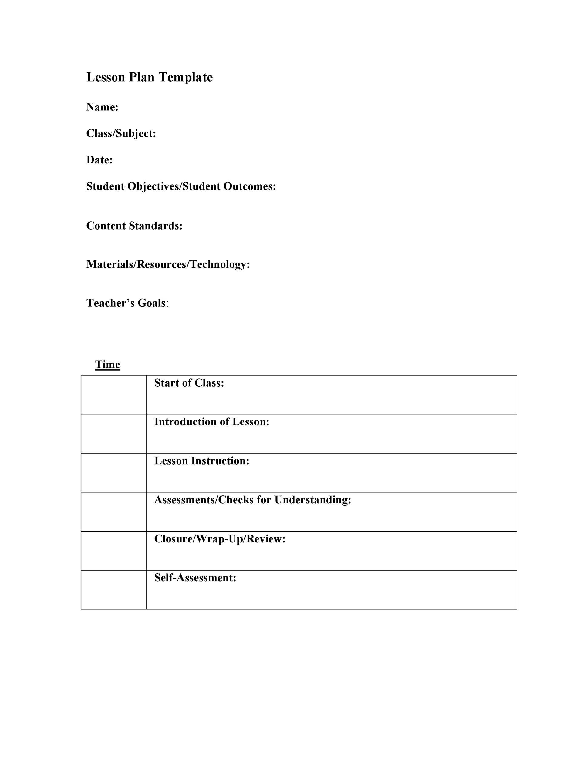 Free lesson plan template 31