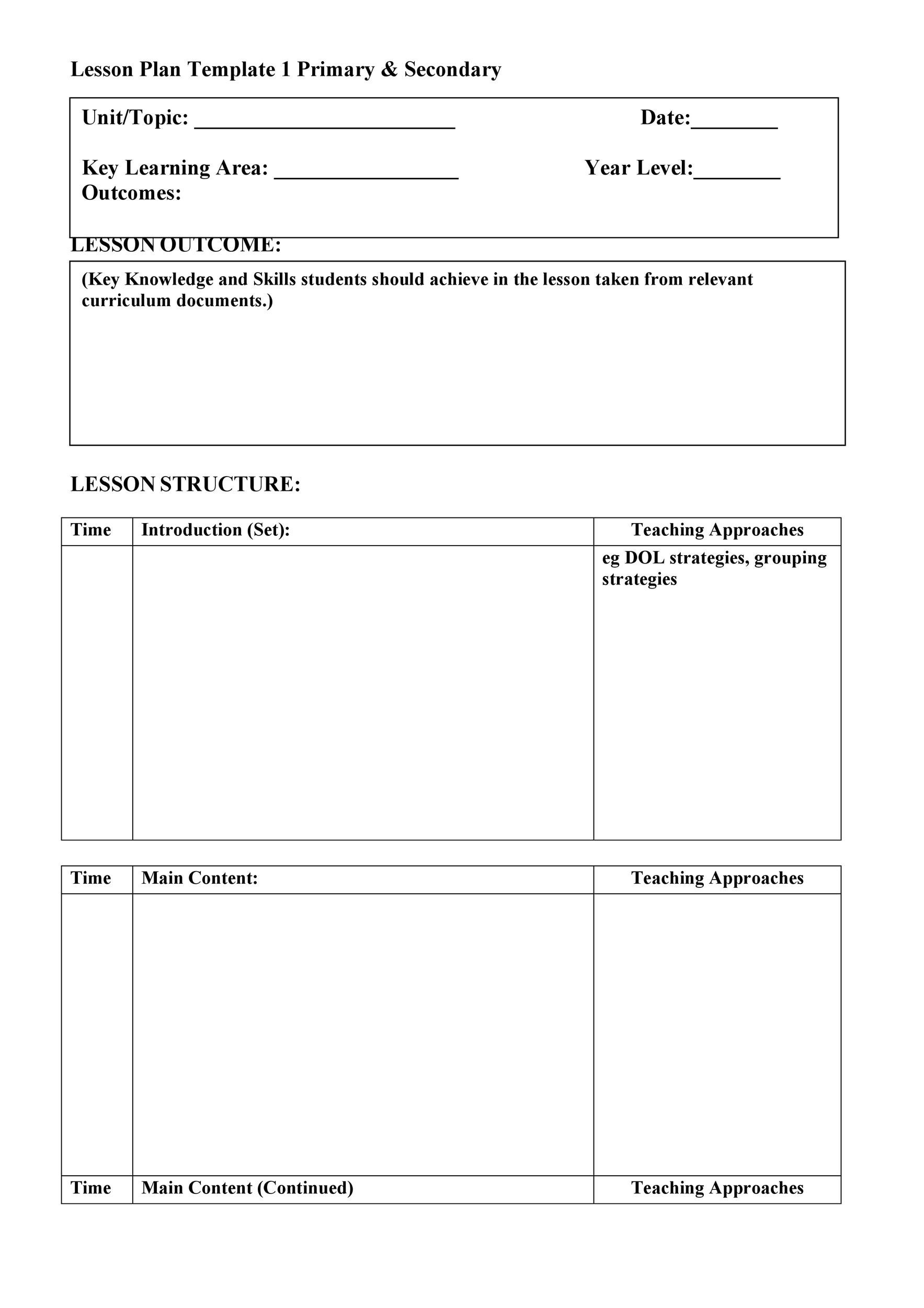 Free Editable Weekly Lesson Plan Template Collection