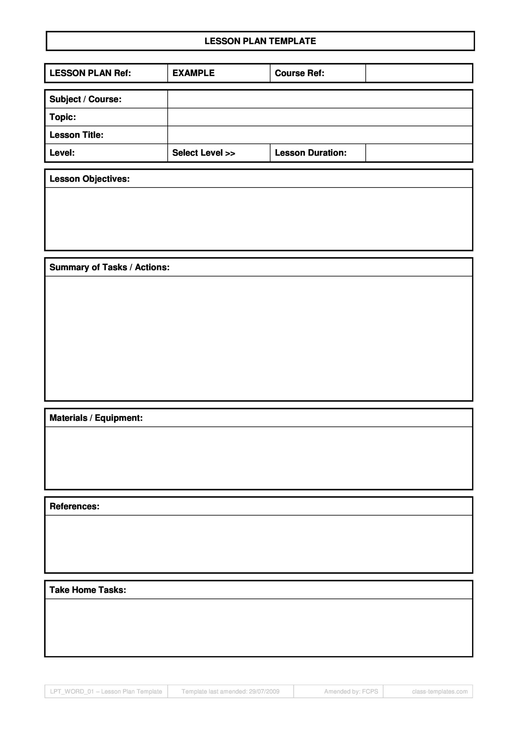 Free lesson plan template 40