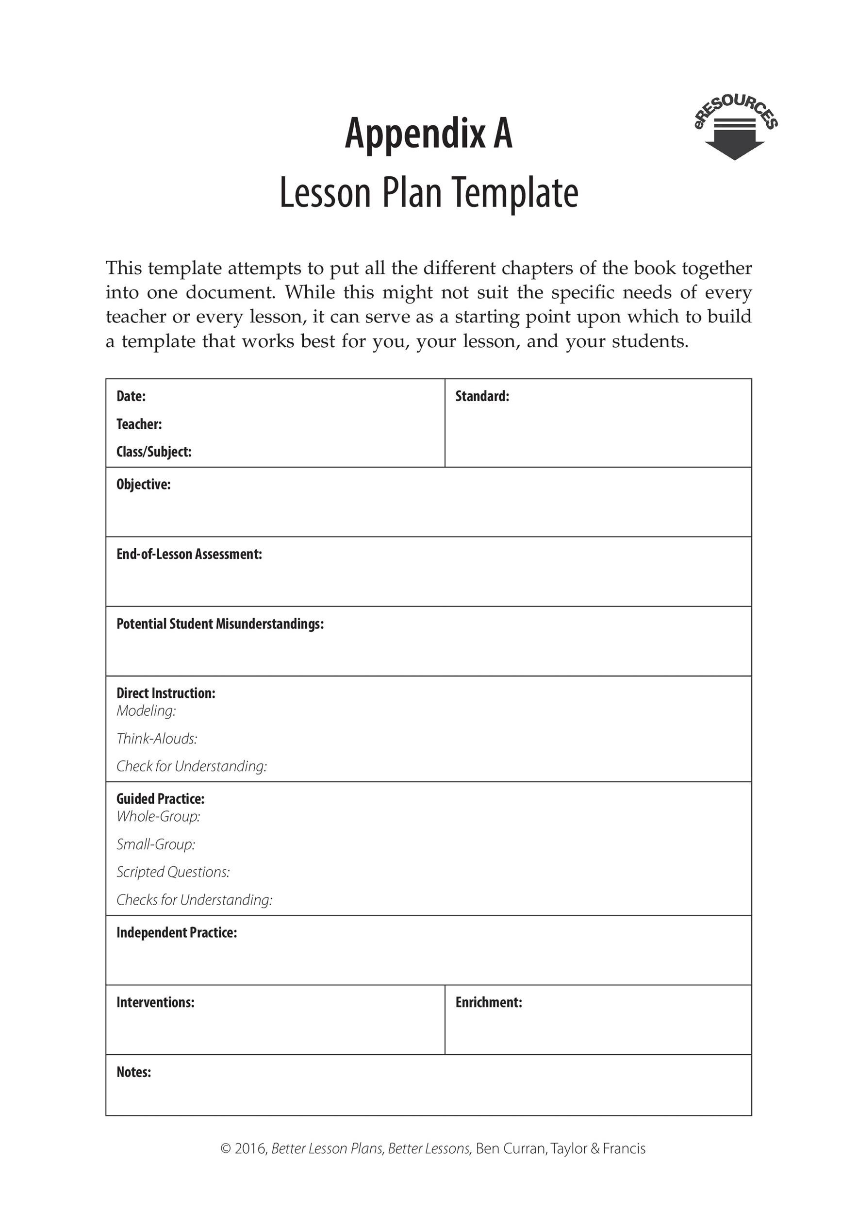 Free lesson plan template 43