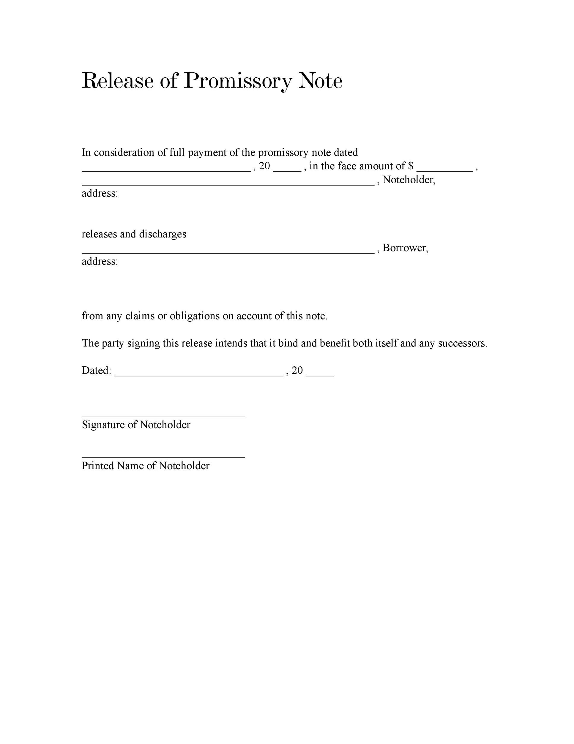 Promissory Note Printable - Printable Templates