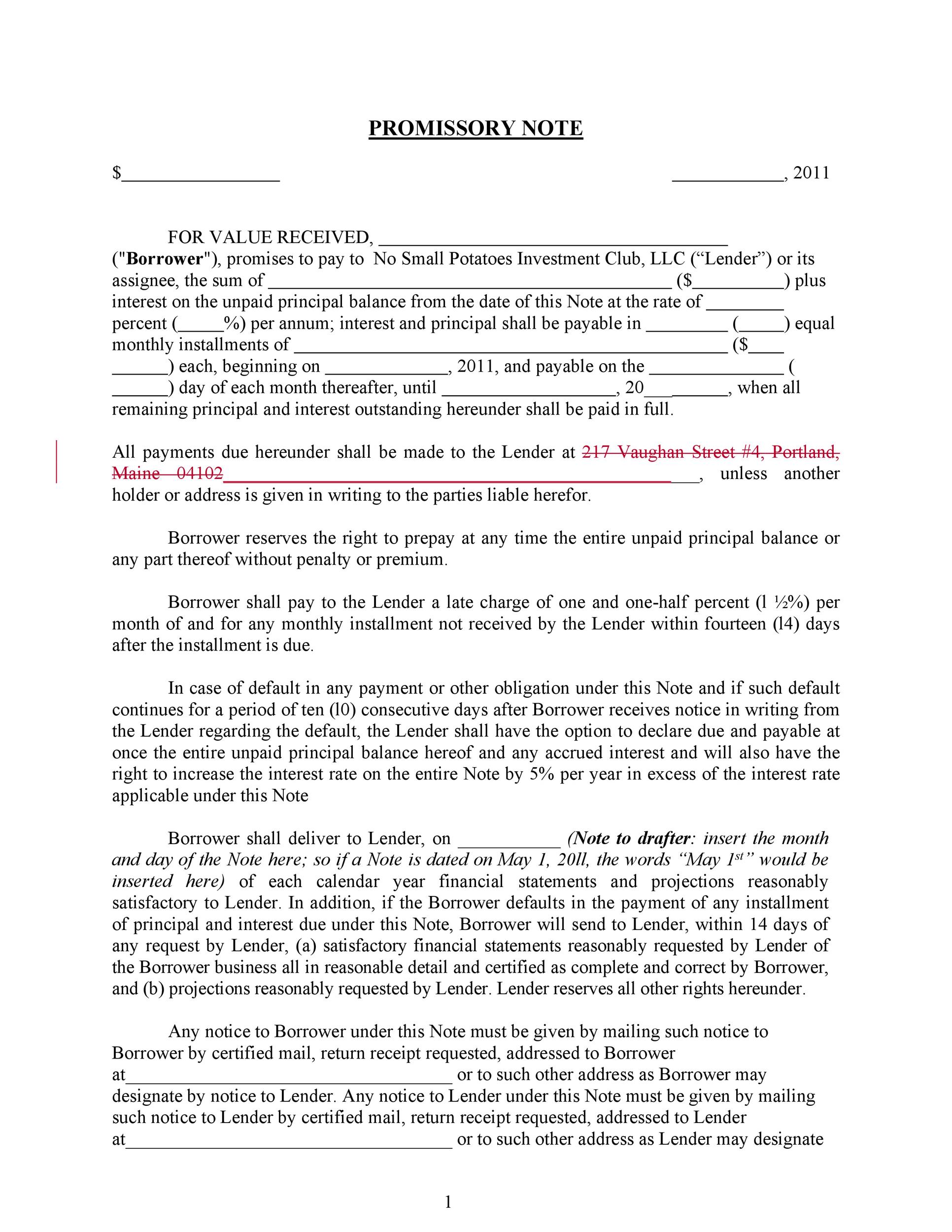 Free promissory note template 44