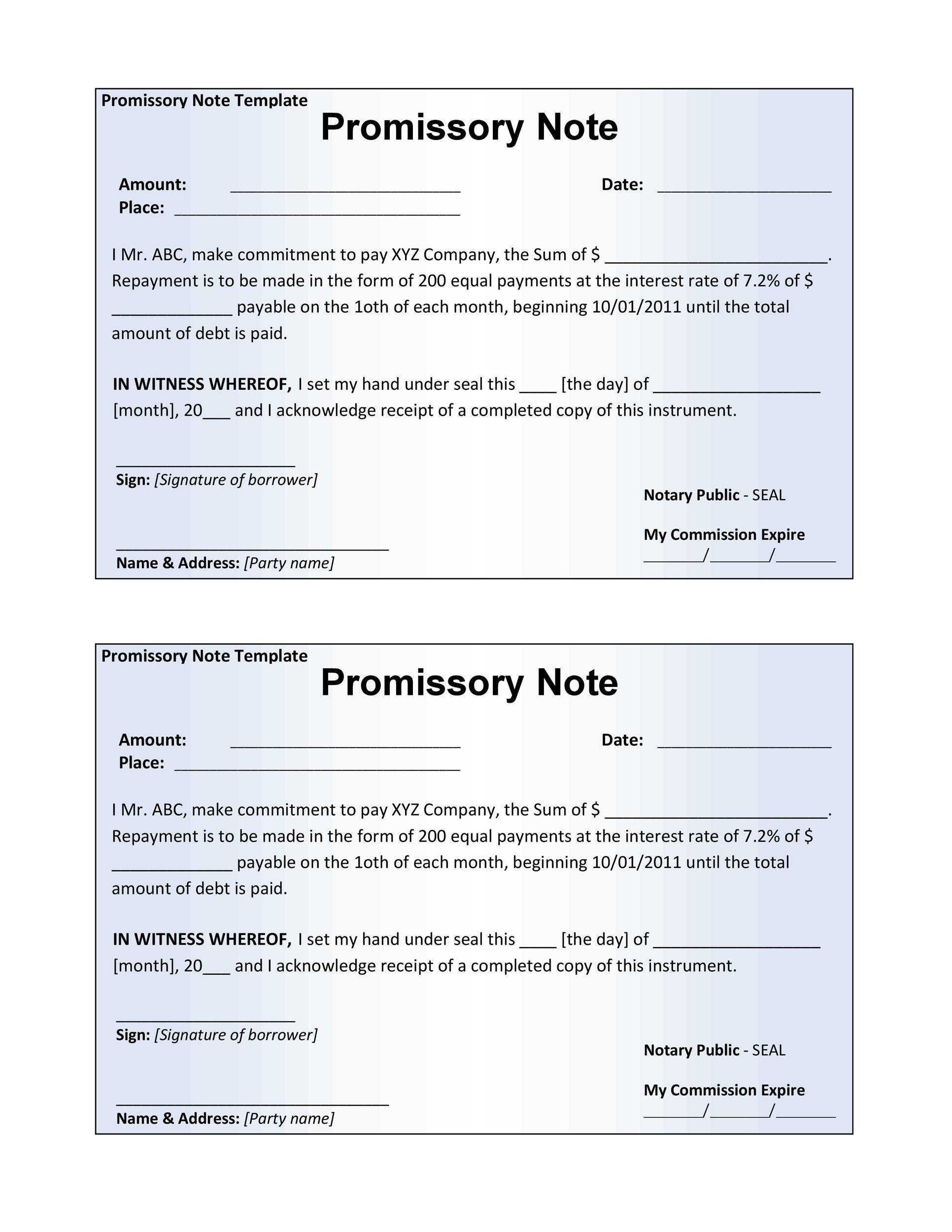 45 Free Promissory Note Templates And Forms Word And Pdf Templatelab 4087