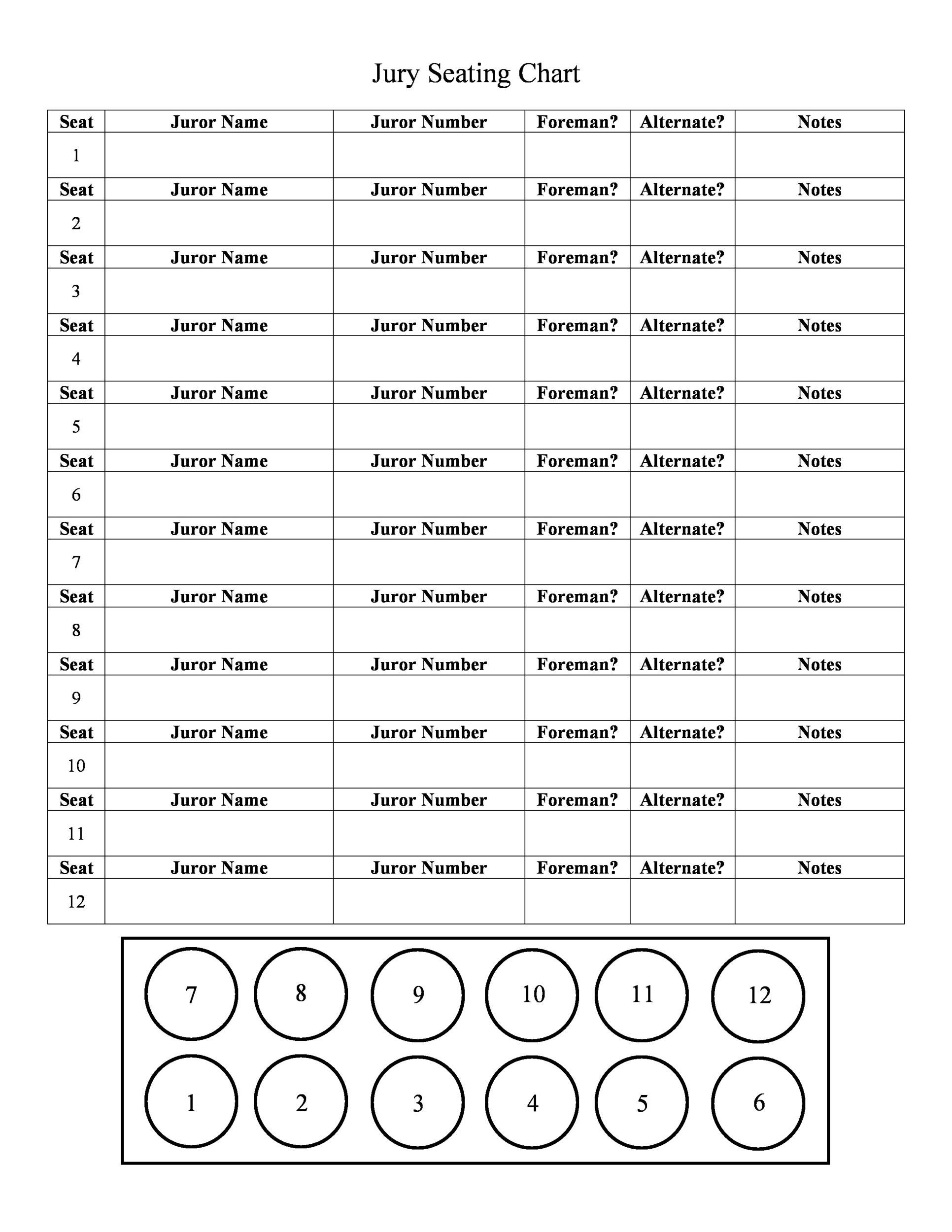Seating Chart Format
