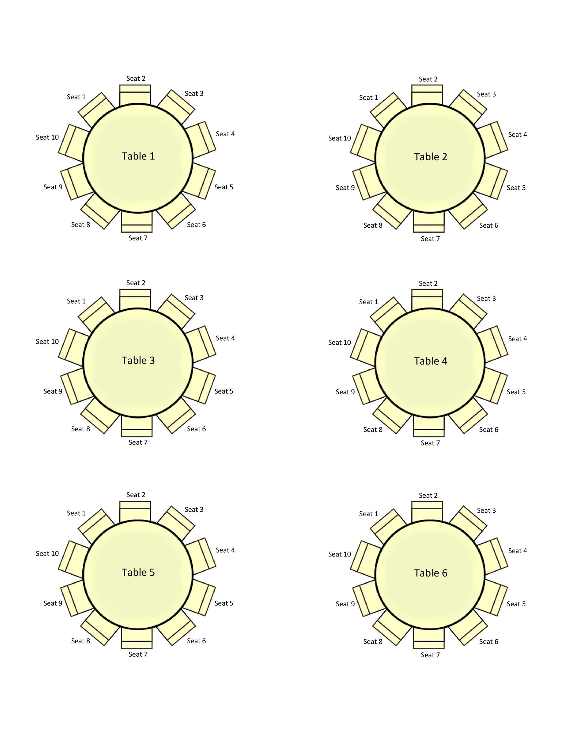 Printable Table Seating Chart Template Printable Templates