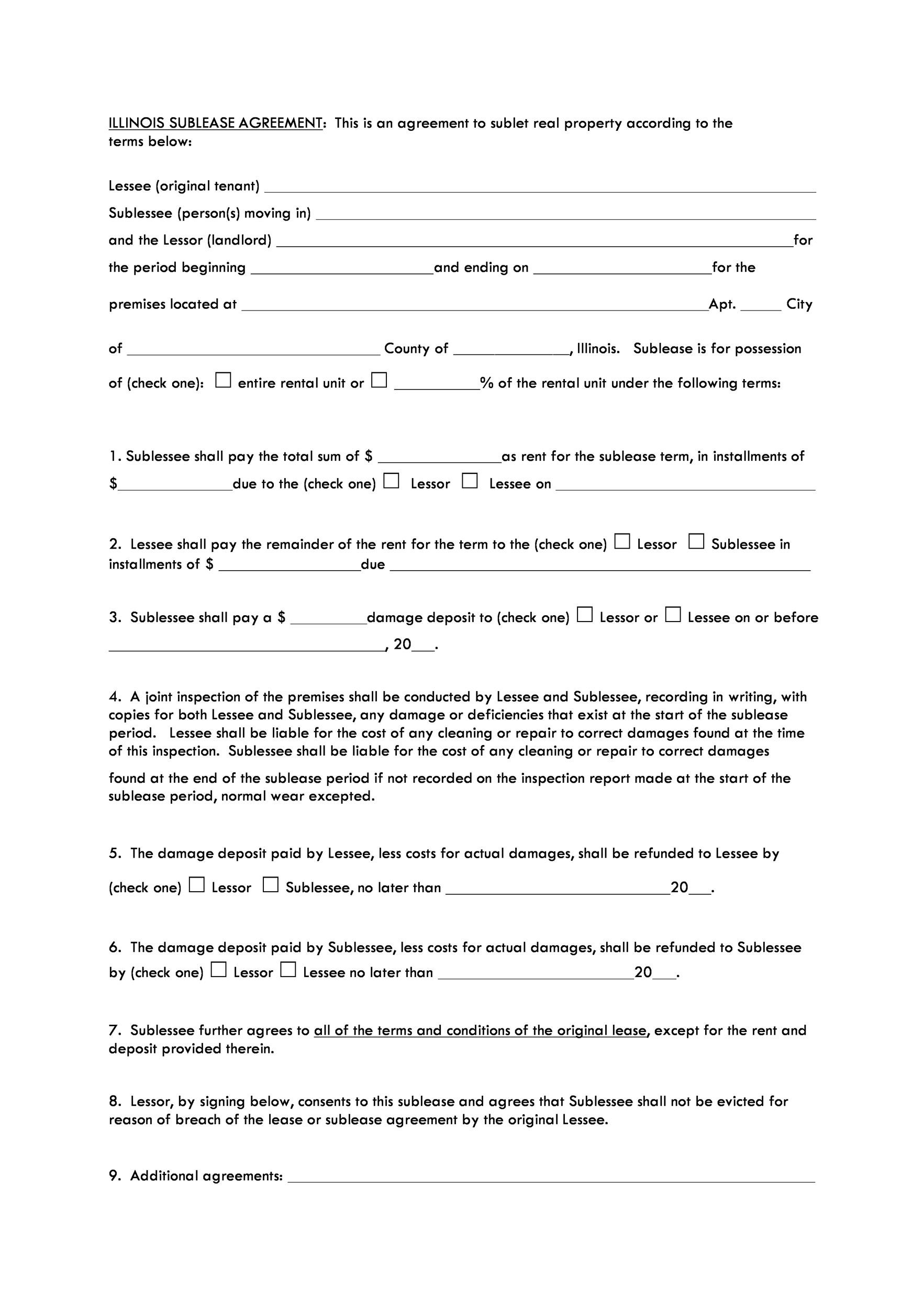40 Professional Sublease Agreement Templates Forms Á Templatelab