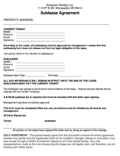 Sublease Agreements