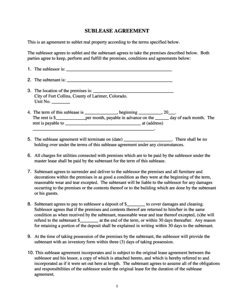 40+ Professional Sublease Agreement Templates & Forms ᐅ TemplateLab