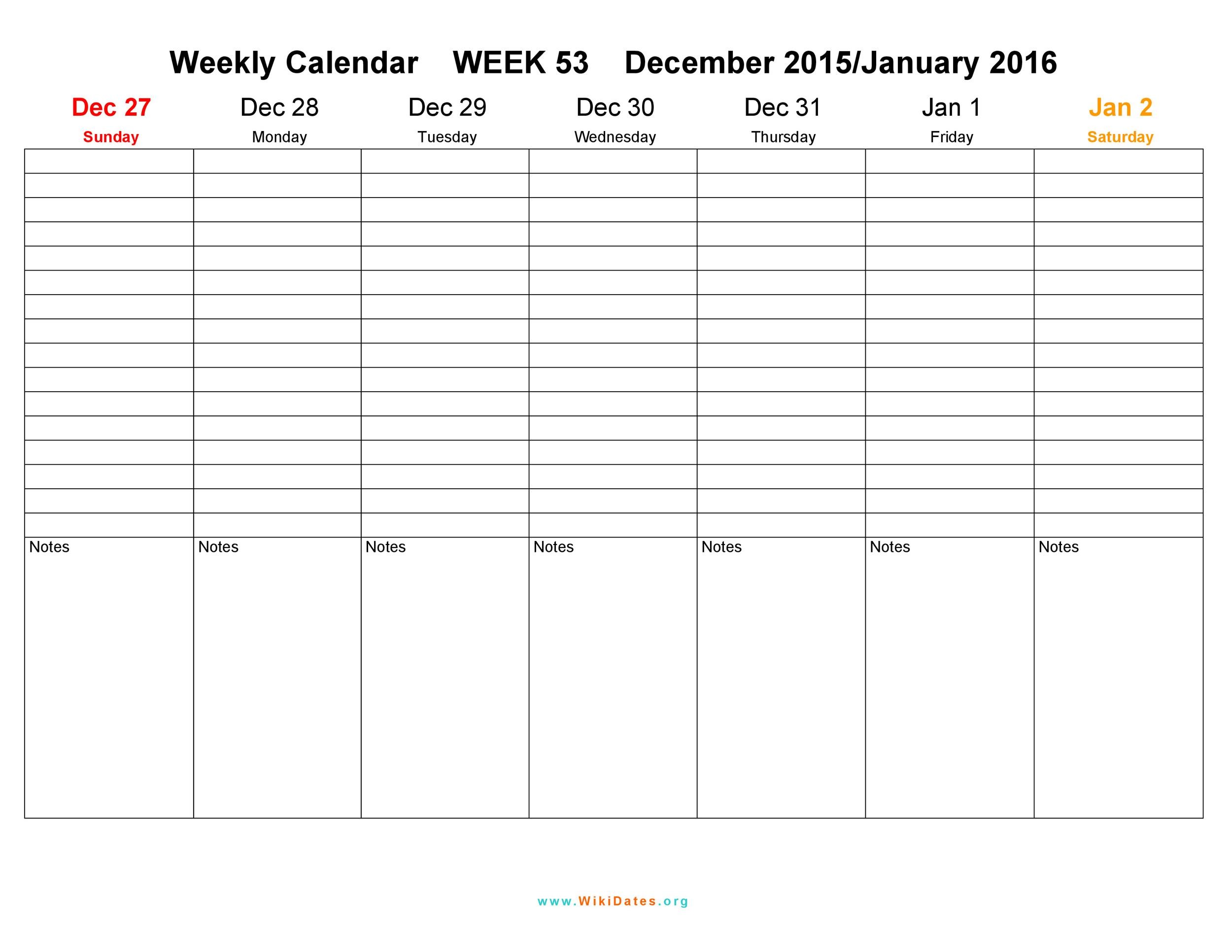Free weekly calendar template 07