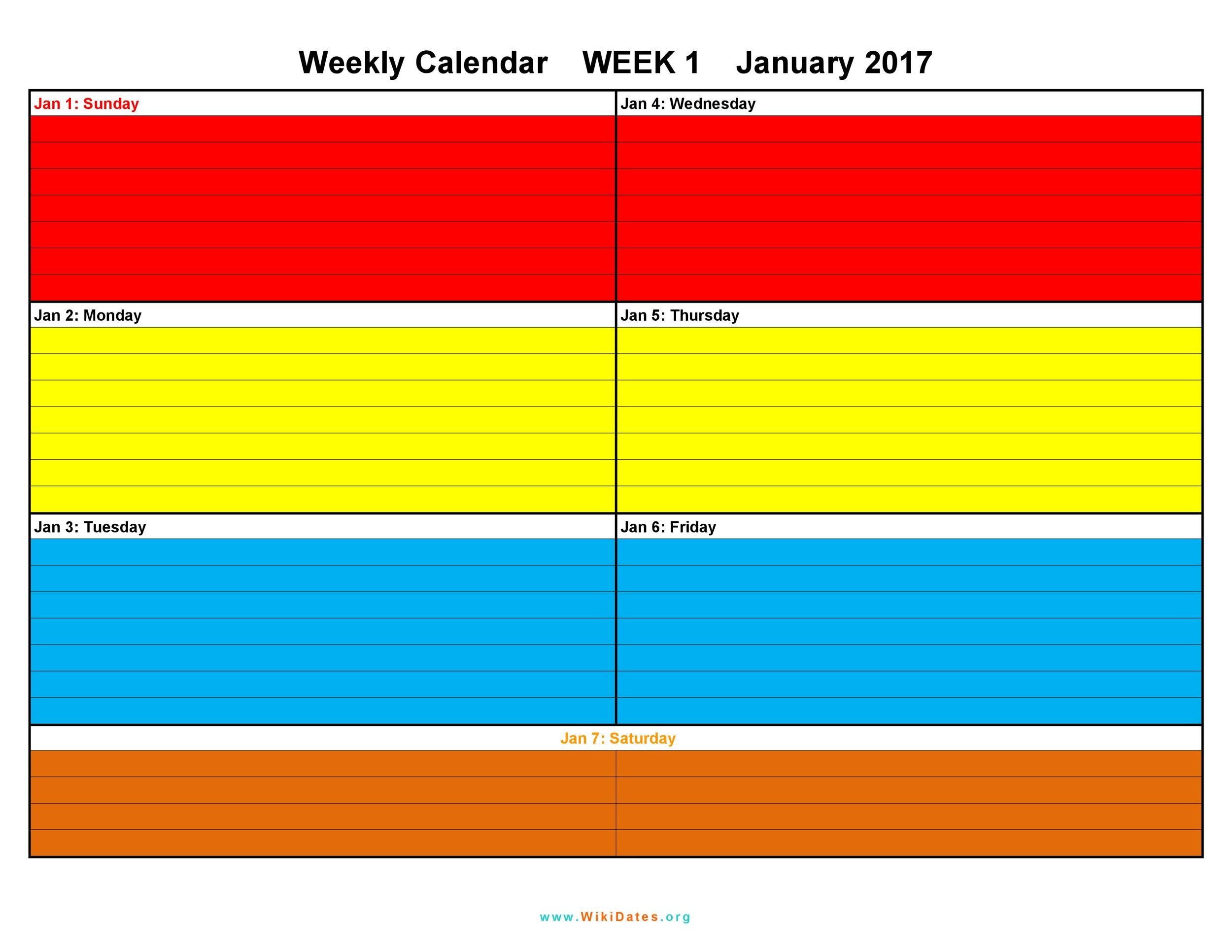Weekly Calendar Printable Template