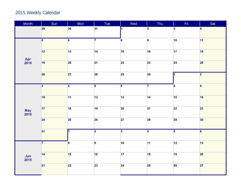 26 Blank Weekly Calendar Templates PDF Excel Word TemplateLab