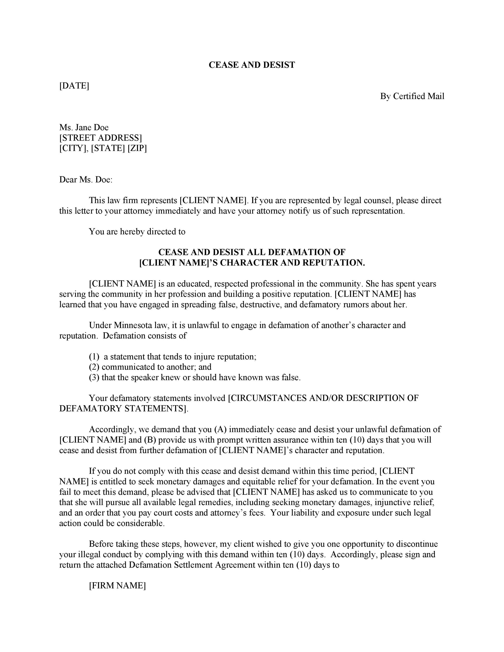 Copy Of Cease And Desist Letter from templatelab.com
