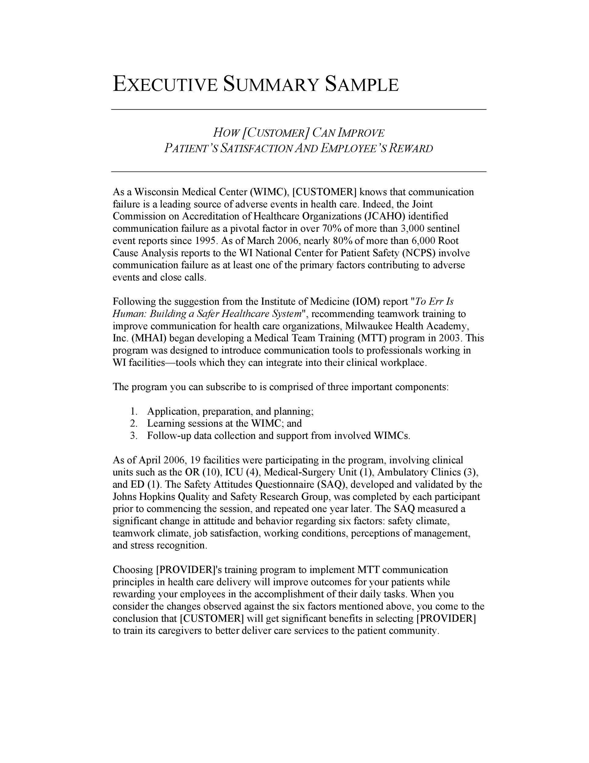 30 Perfect Executive Summary Examples Templates TemplateLab
