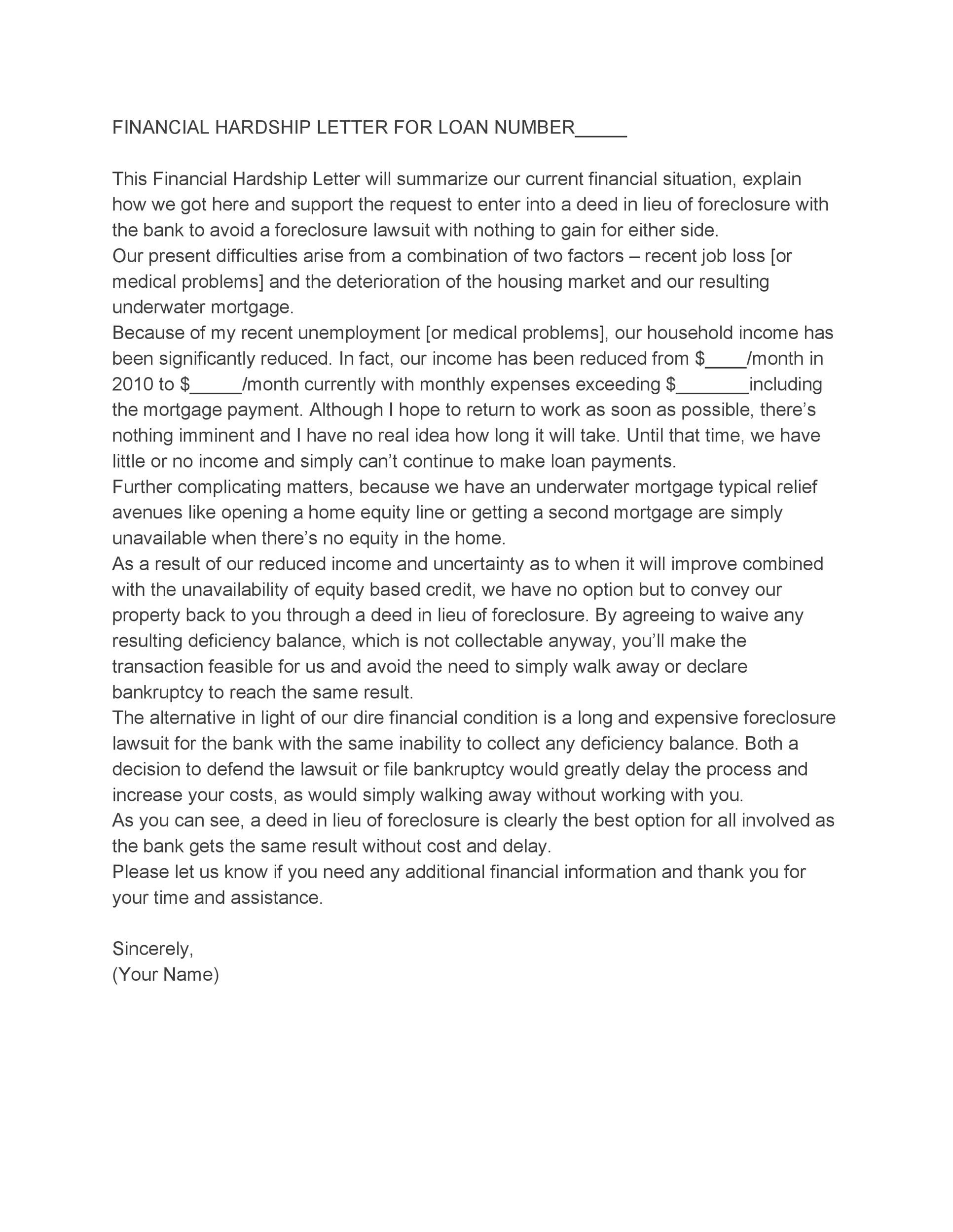 Financial Hardship Letter Sample from templatelab.com