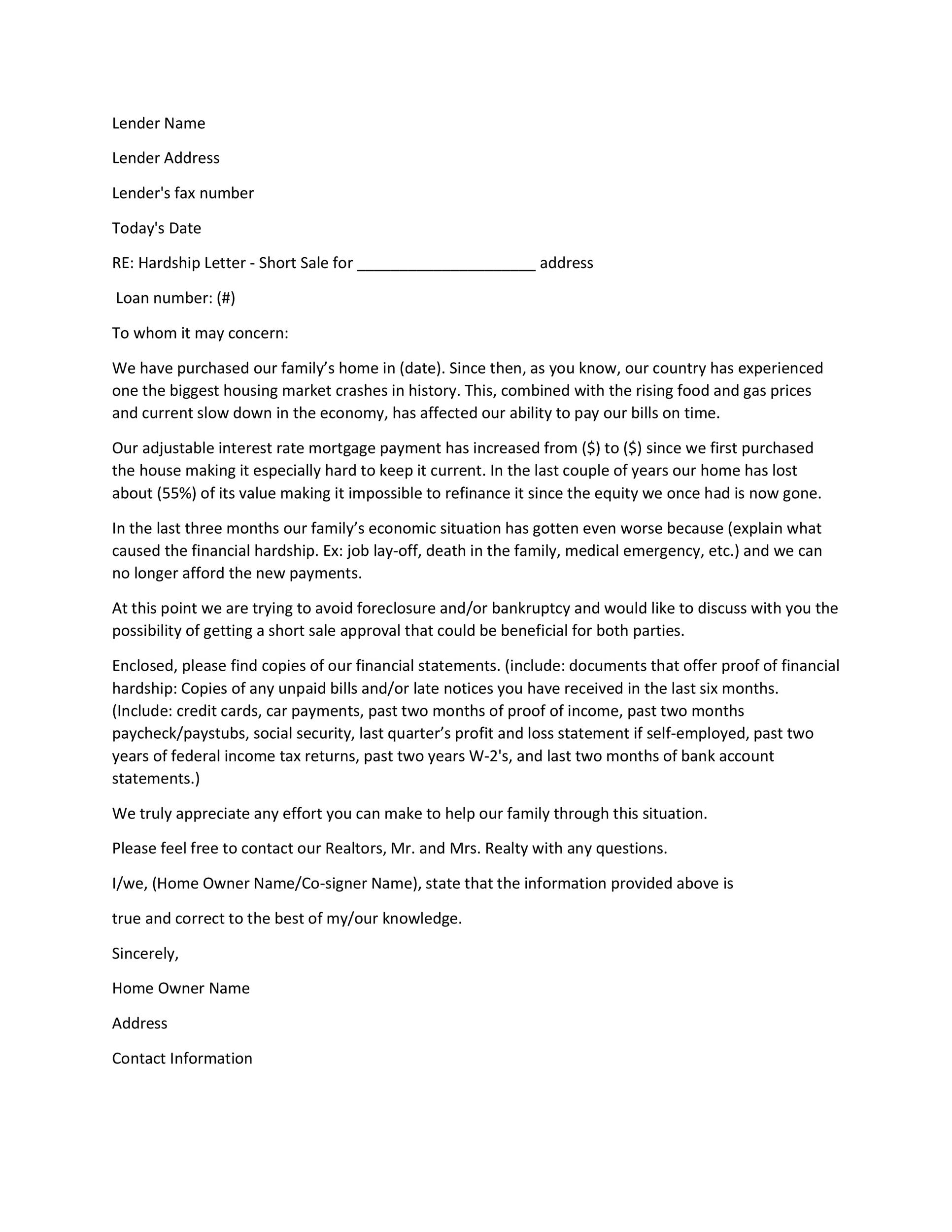 travel hardship postponement letter sample