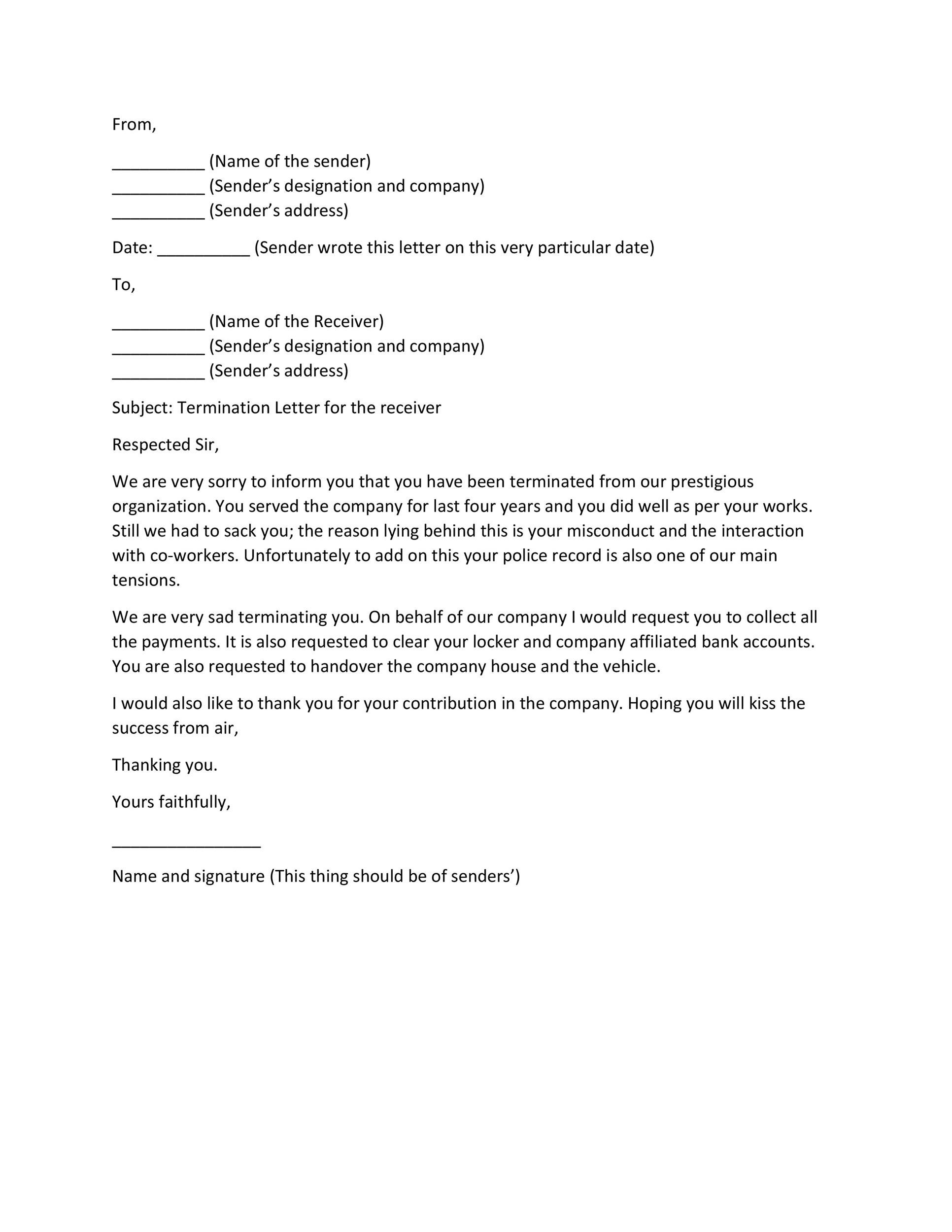 Free Termination Letter Template 06