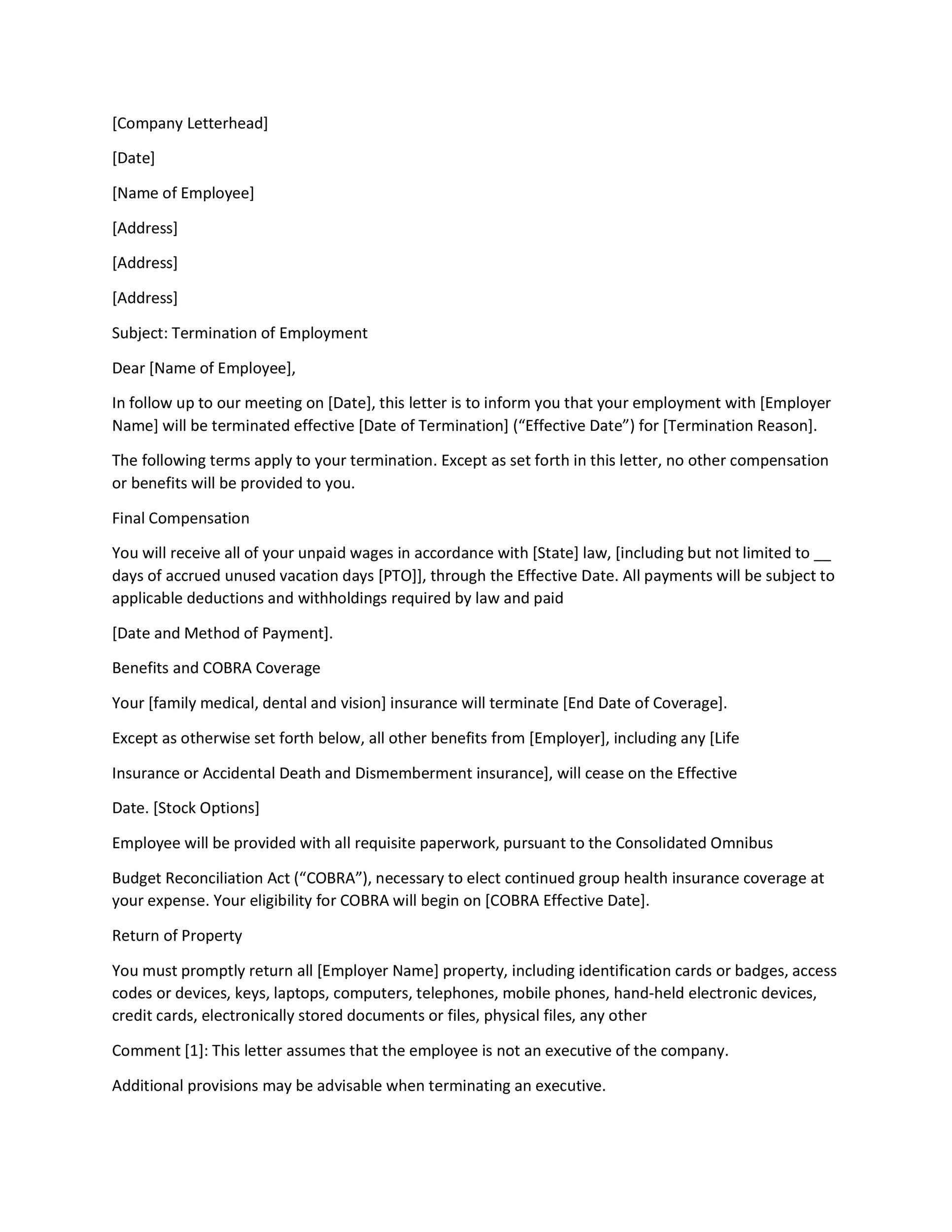 Employment Termination Letter Template Free from templatelab.com