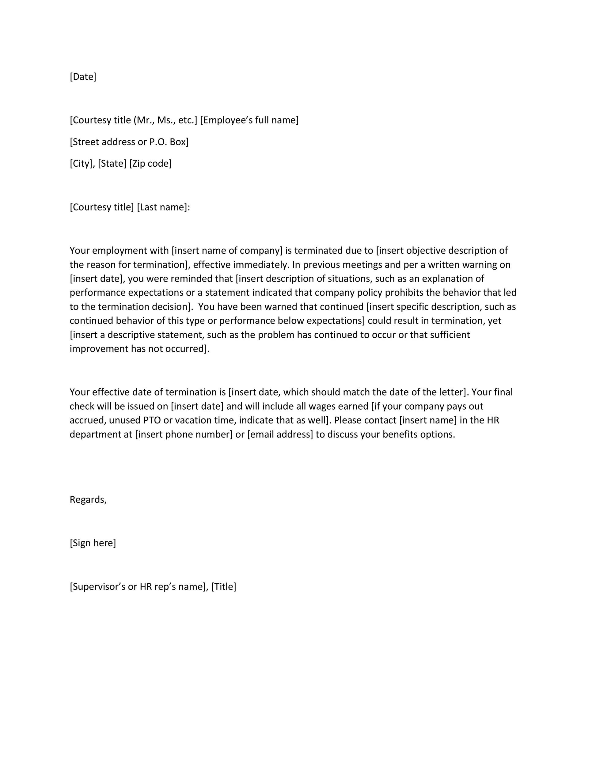 Letter To Terminated Employee from templatelab.com